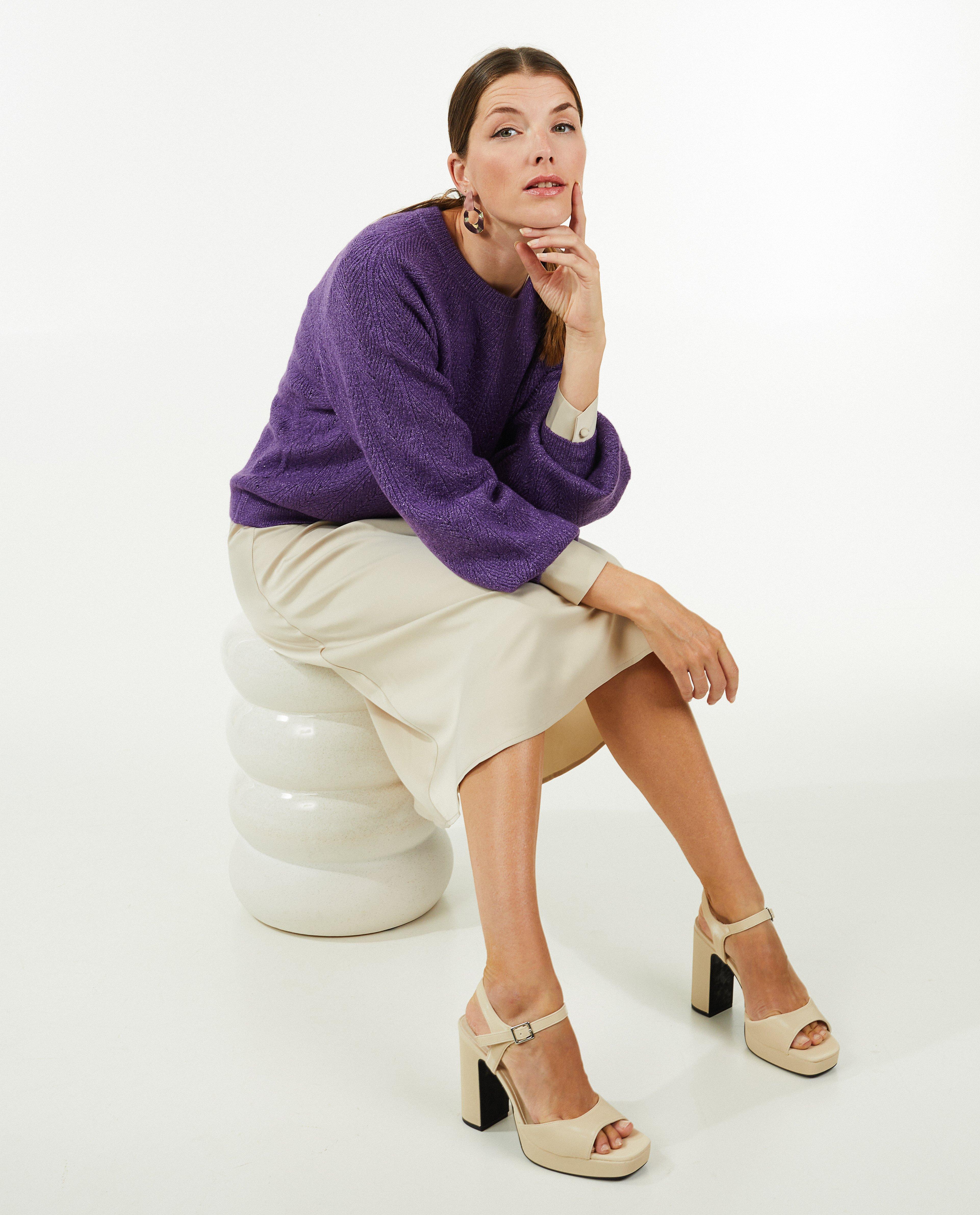 Pulls - Pull mauve à paillettes