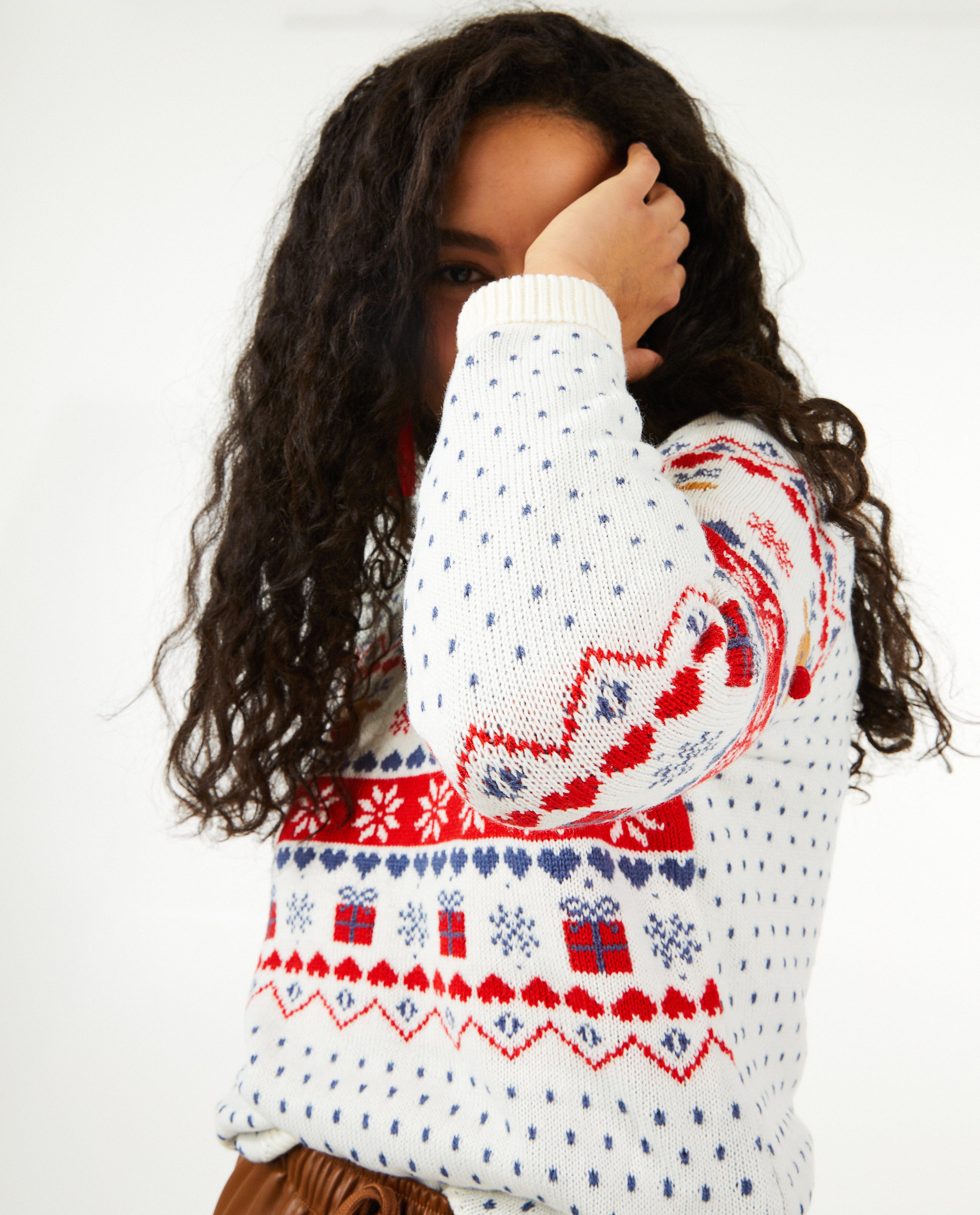 Pulls - Pull de Noël blanc, femmes