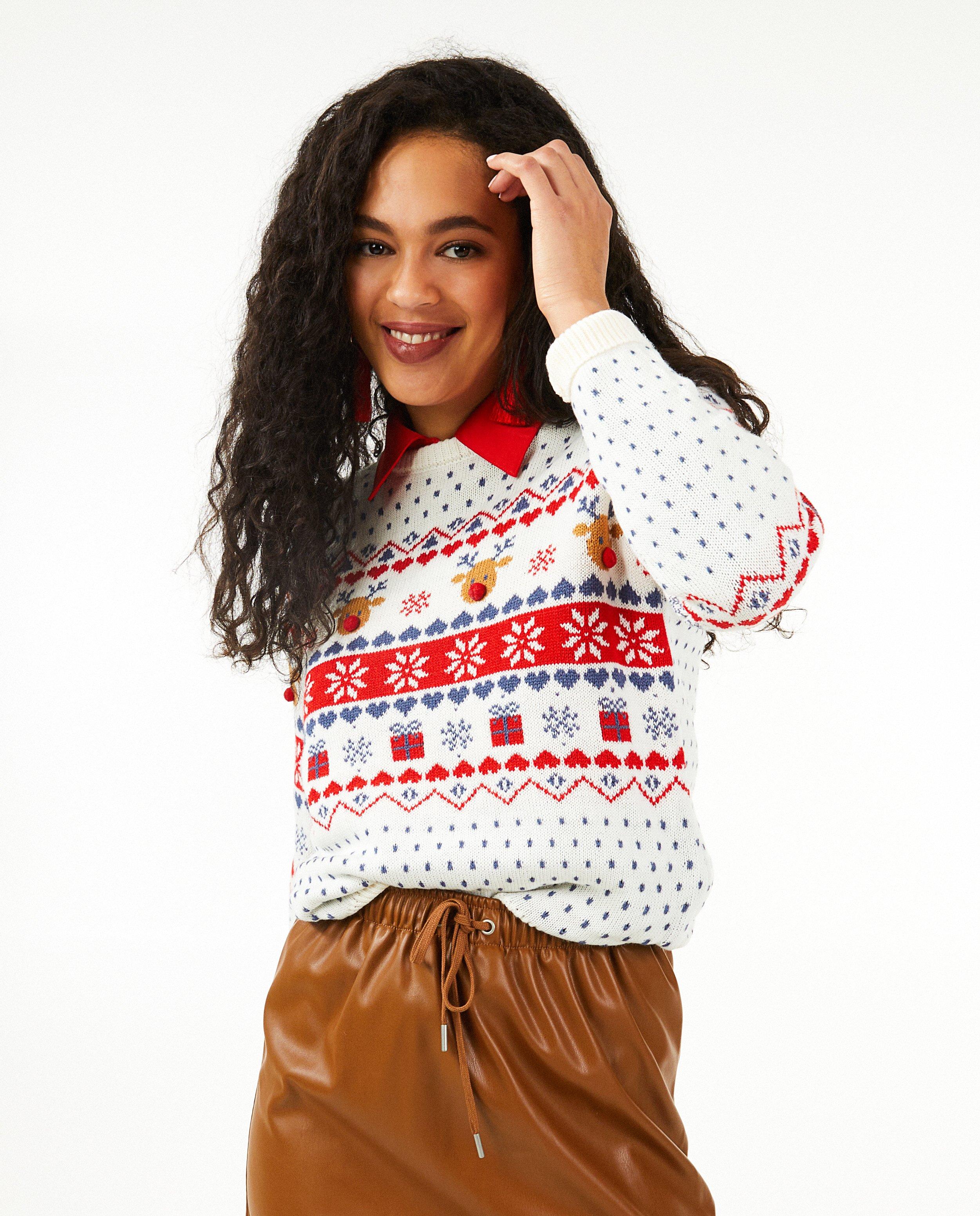 Pulls - Pull de Noël blanc, femmes