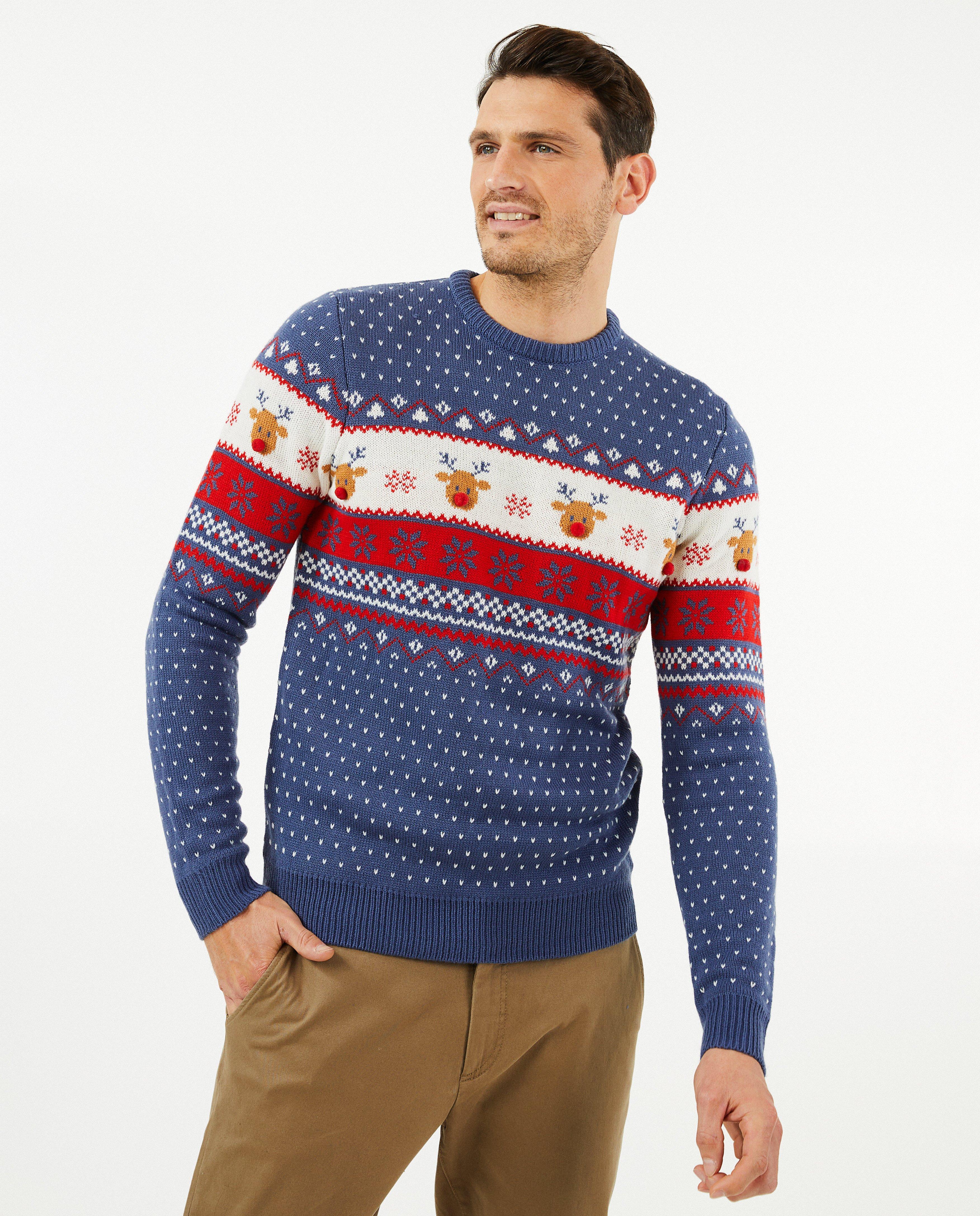 Truien - Blauwe kersttrui, heren