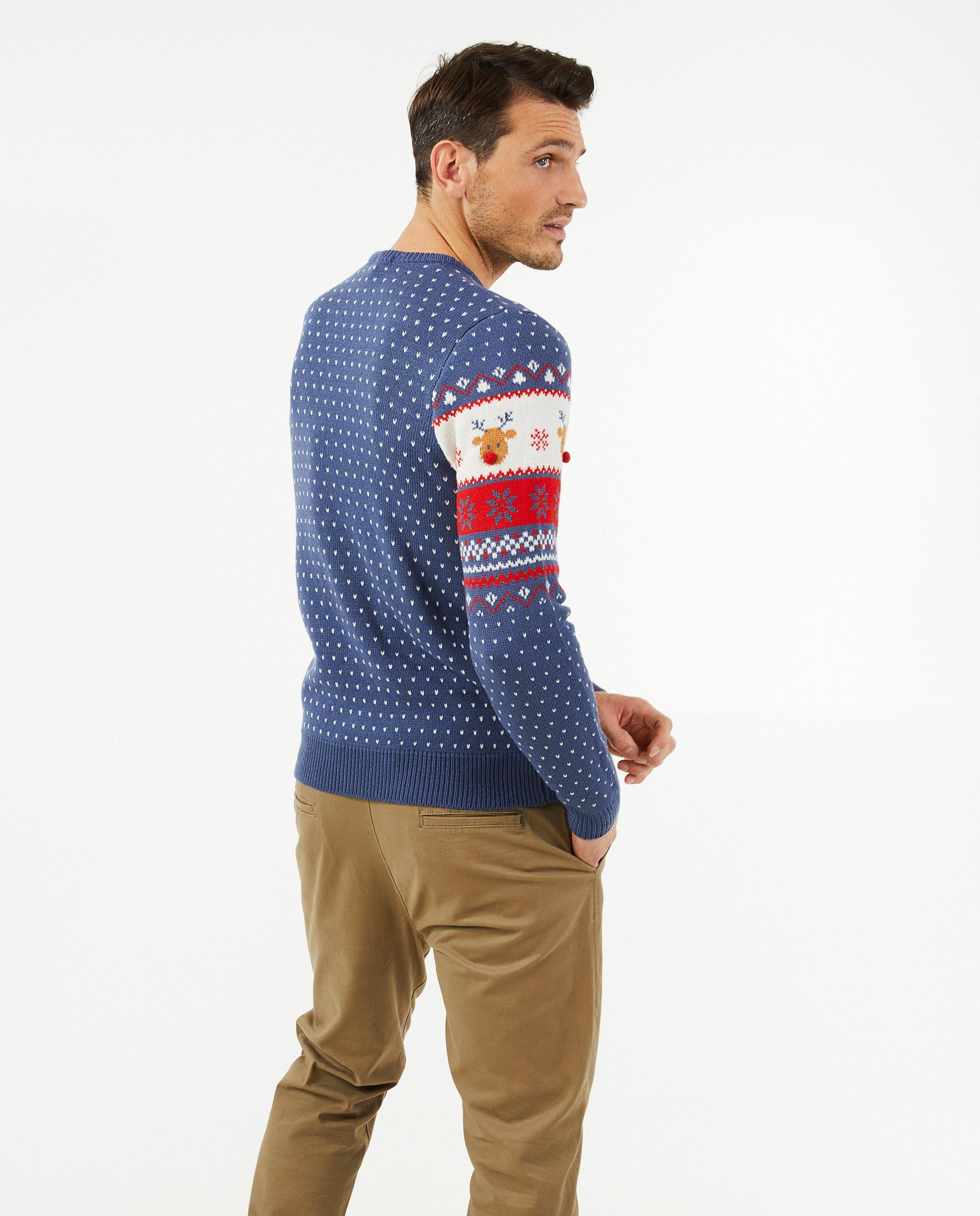 Pulls - Pull de Noël bleu, hommes