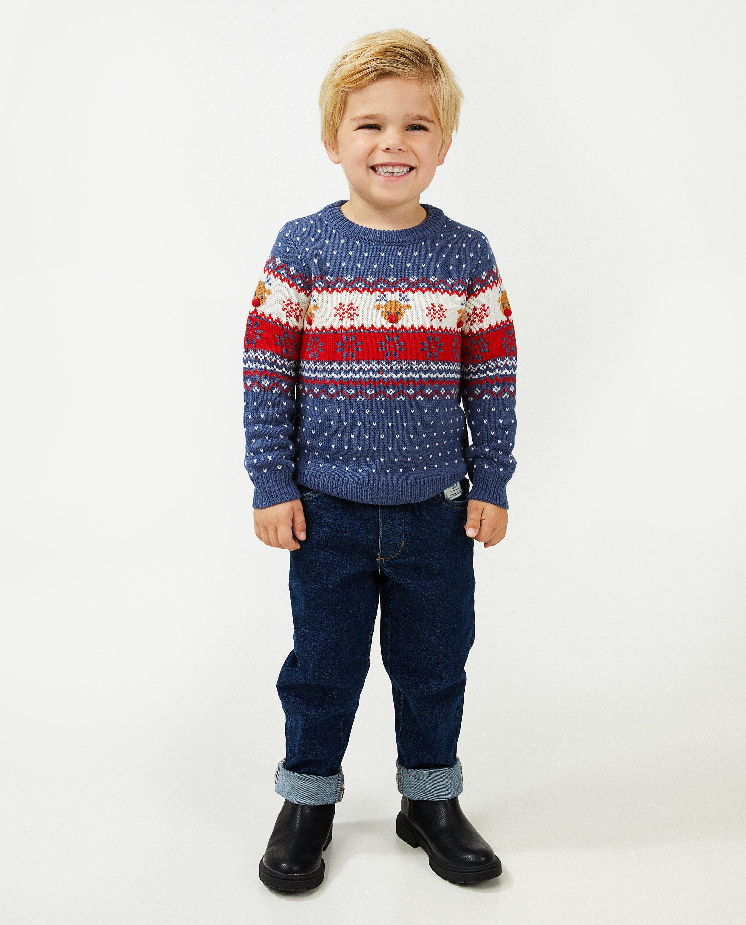 Blauwe kersttrui, 2-7 jaar - null - Familystories