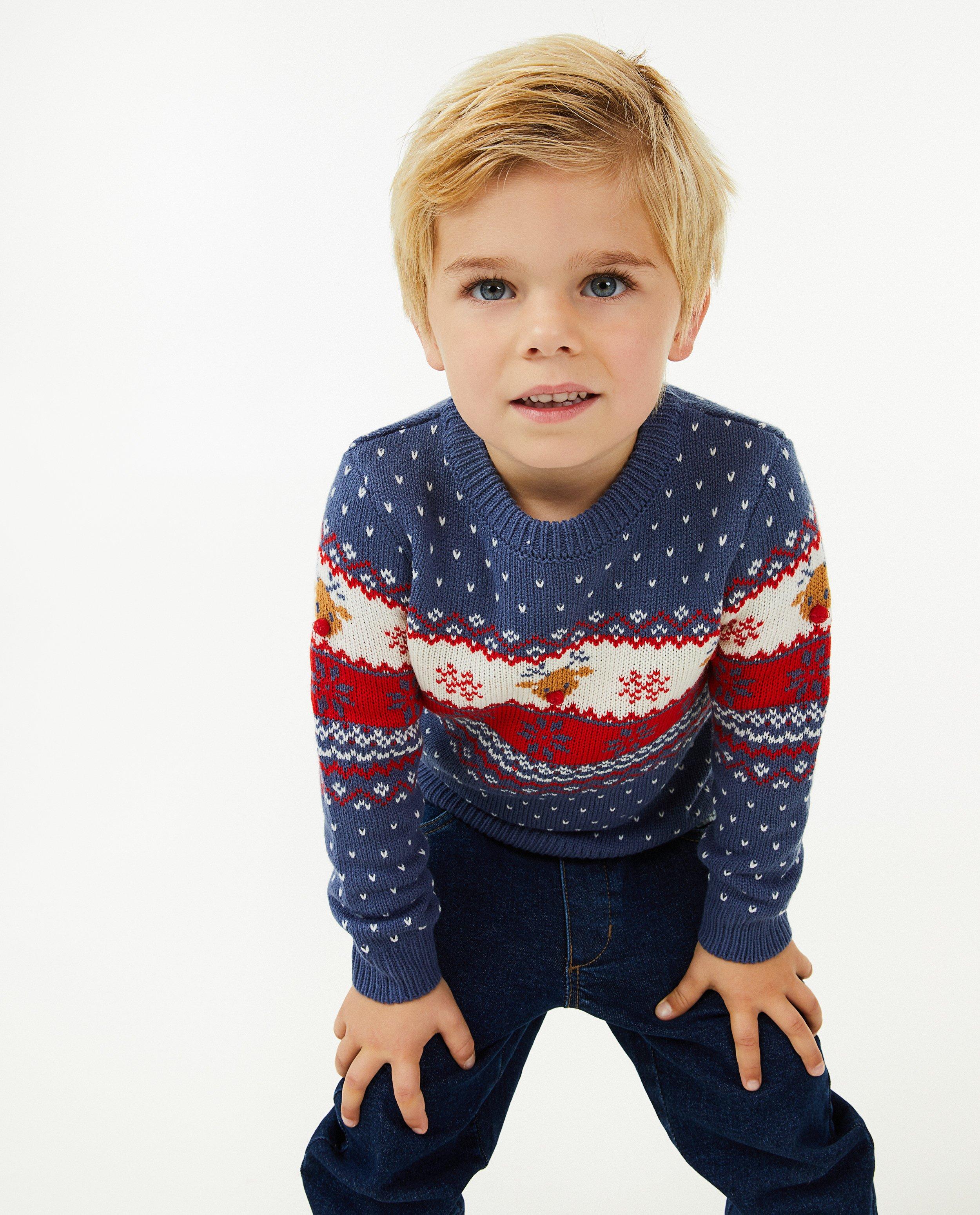 Truien - Blauwe kersttrui, 2-7 jaar