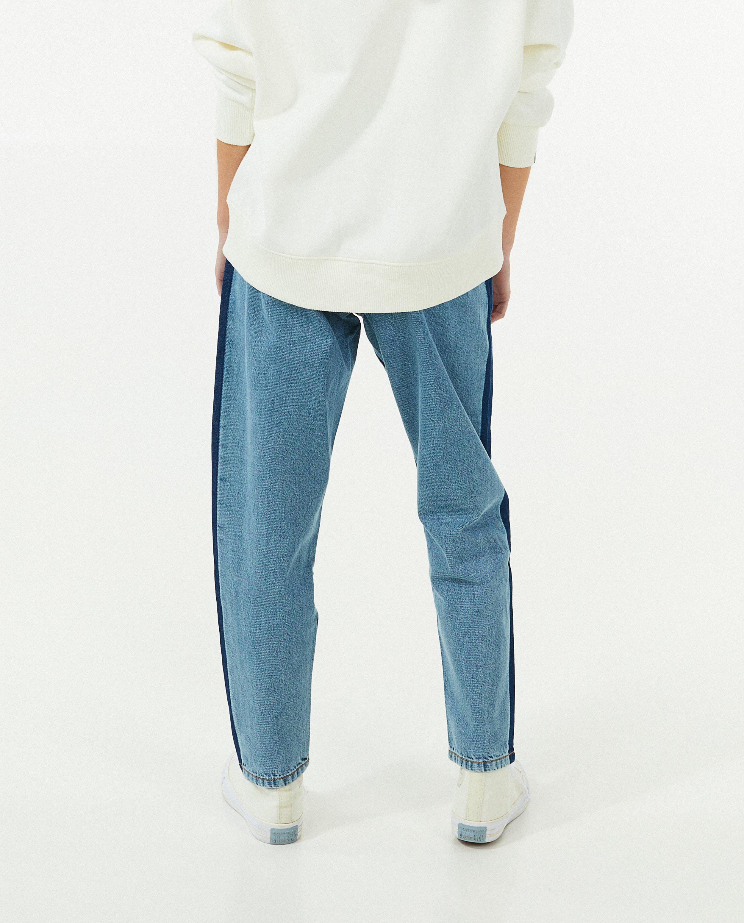 Jeans - Jeans à bande contrastante, coupe mom