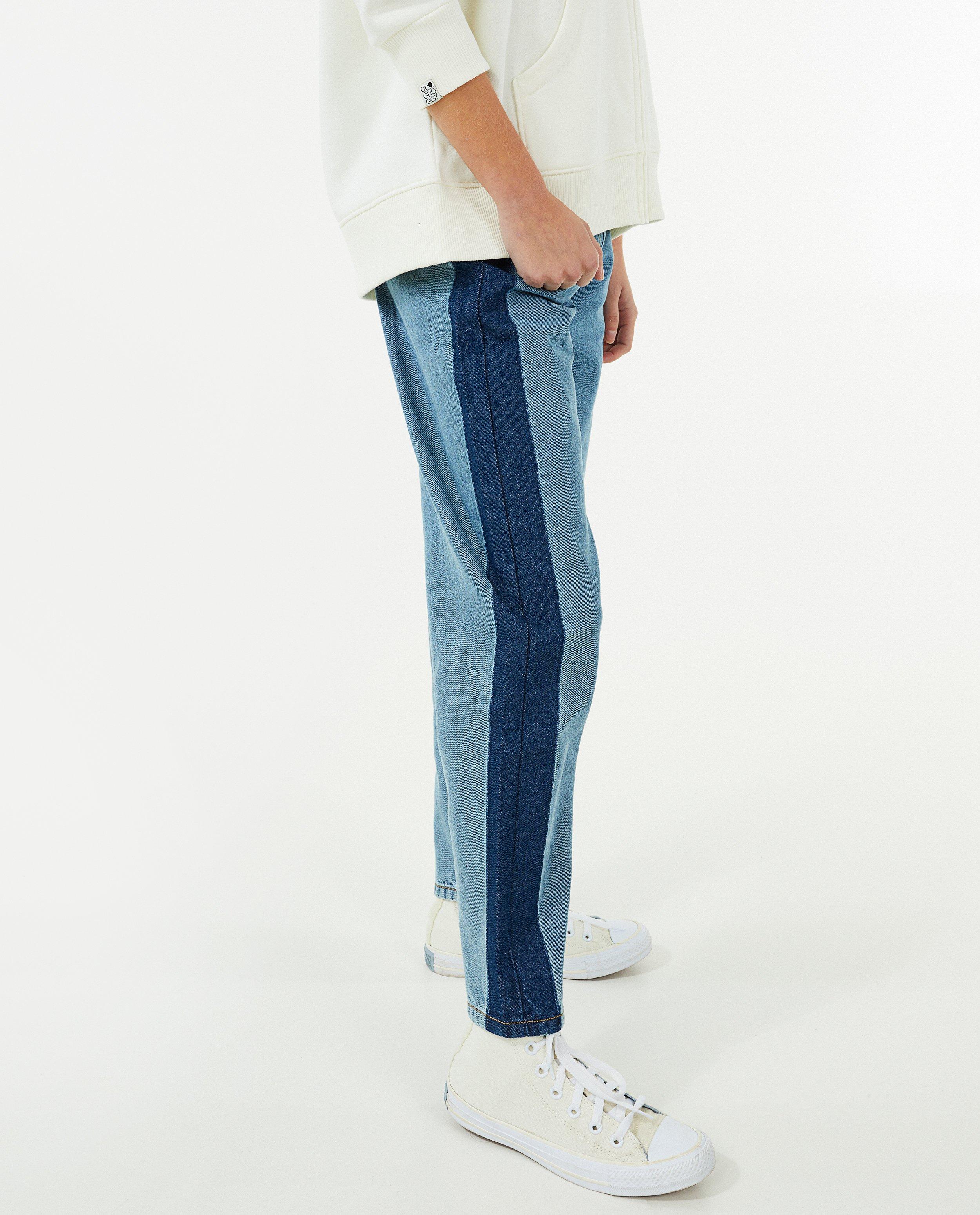 Jeans - Jeans à bande contrastante, coupe mom