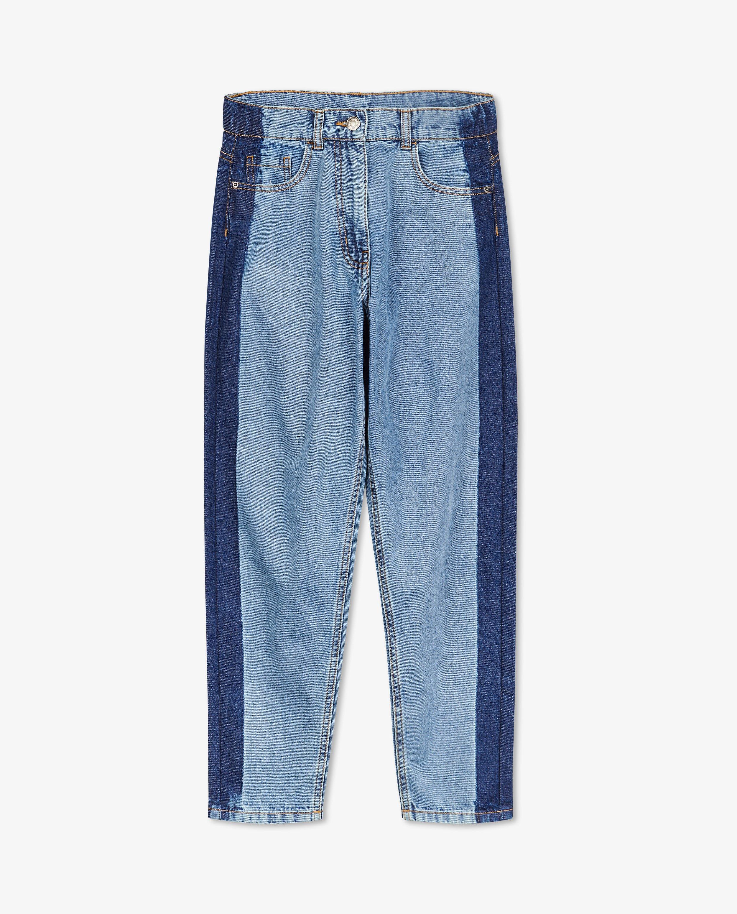 Jeans - Jeans à bande contrastante, coupe mom