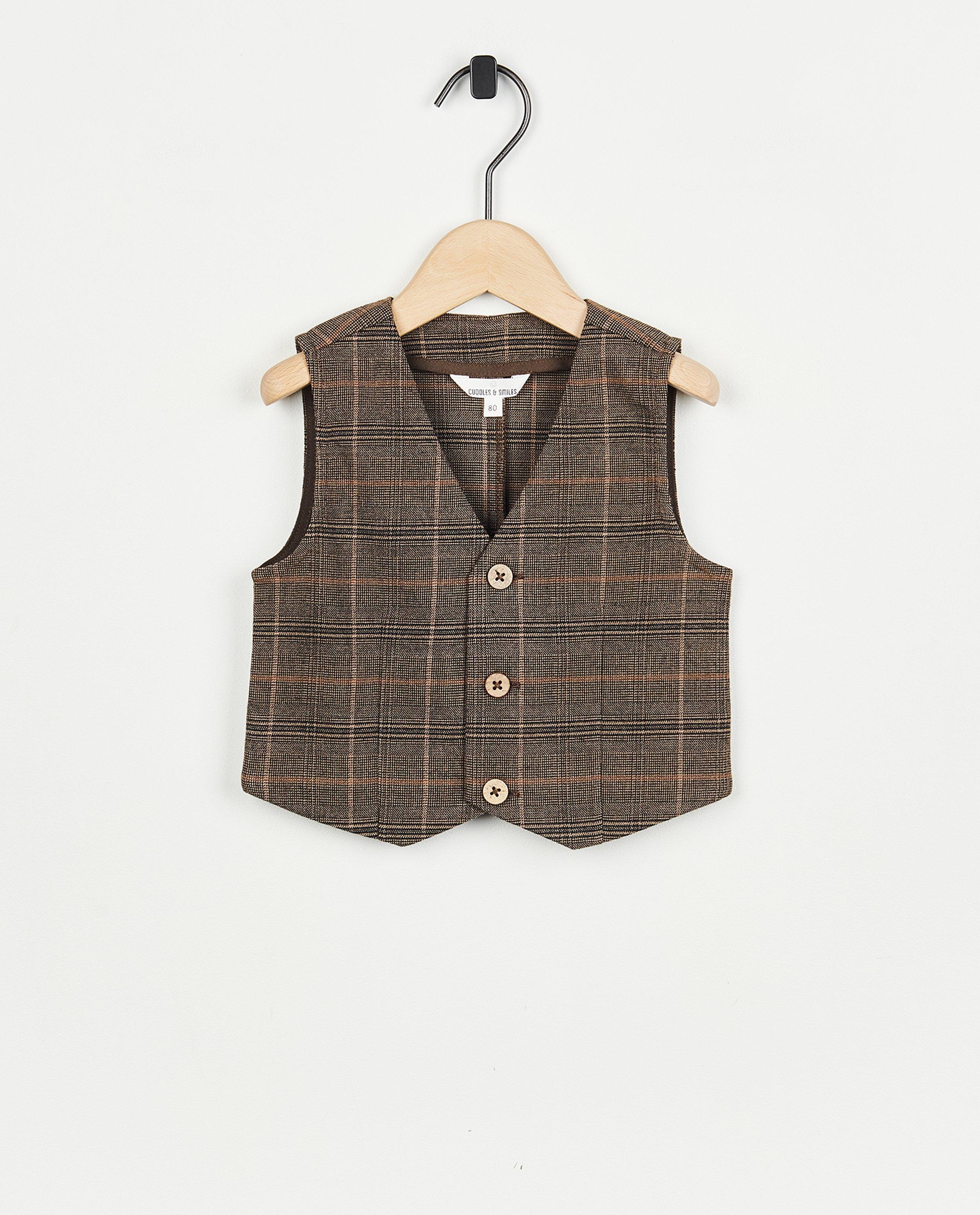 Bruine gilet met ruiten - null - Cuddles and Smiles
