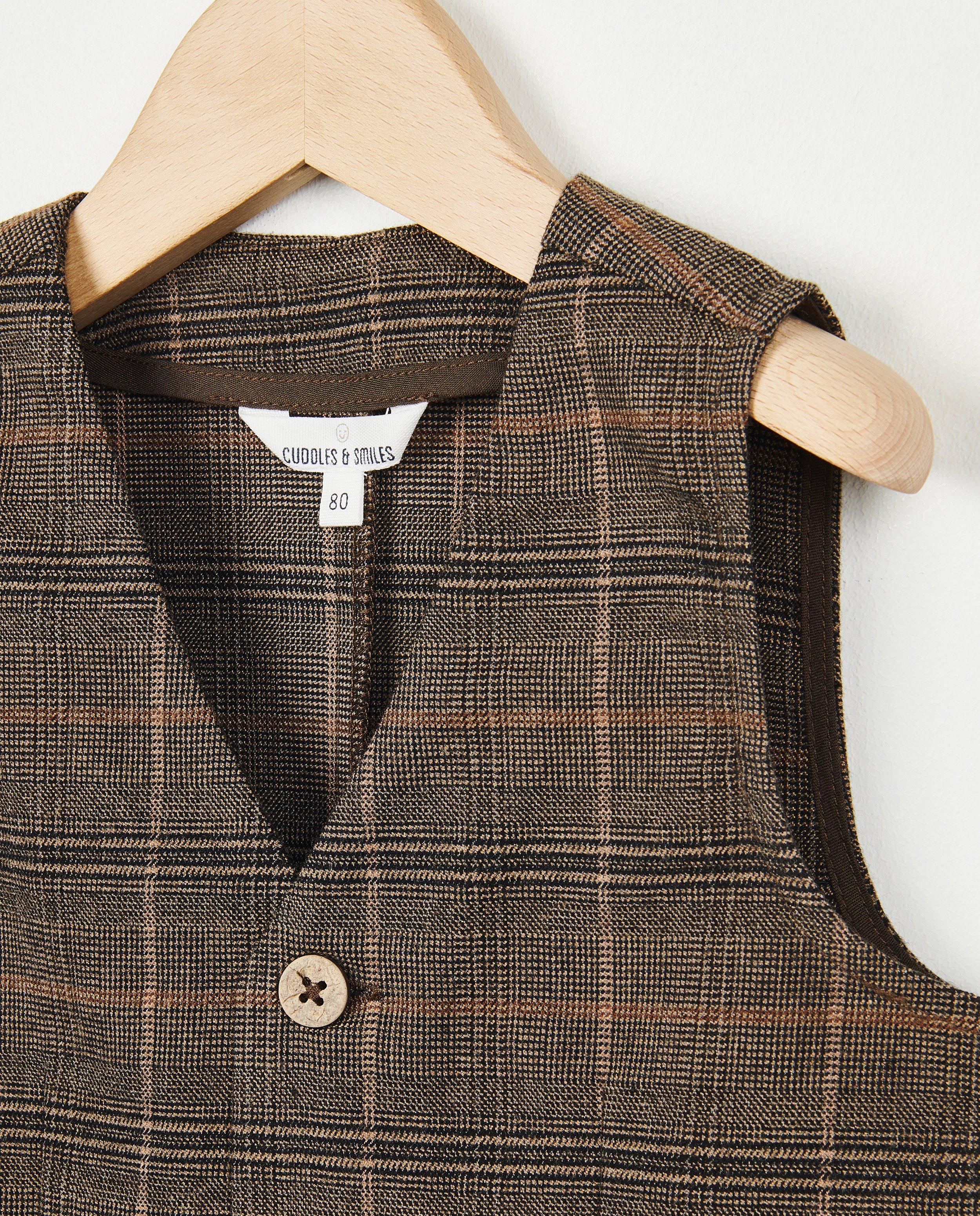 Blazers - Bruine gilet met ruiten