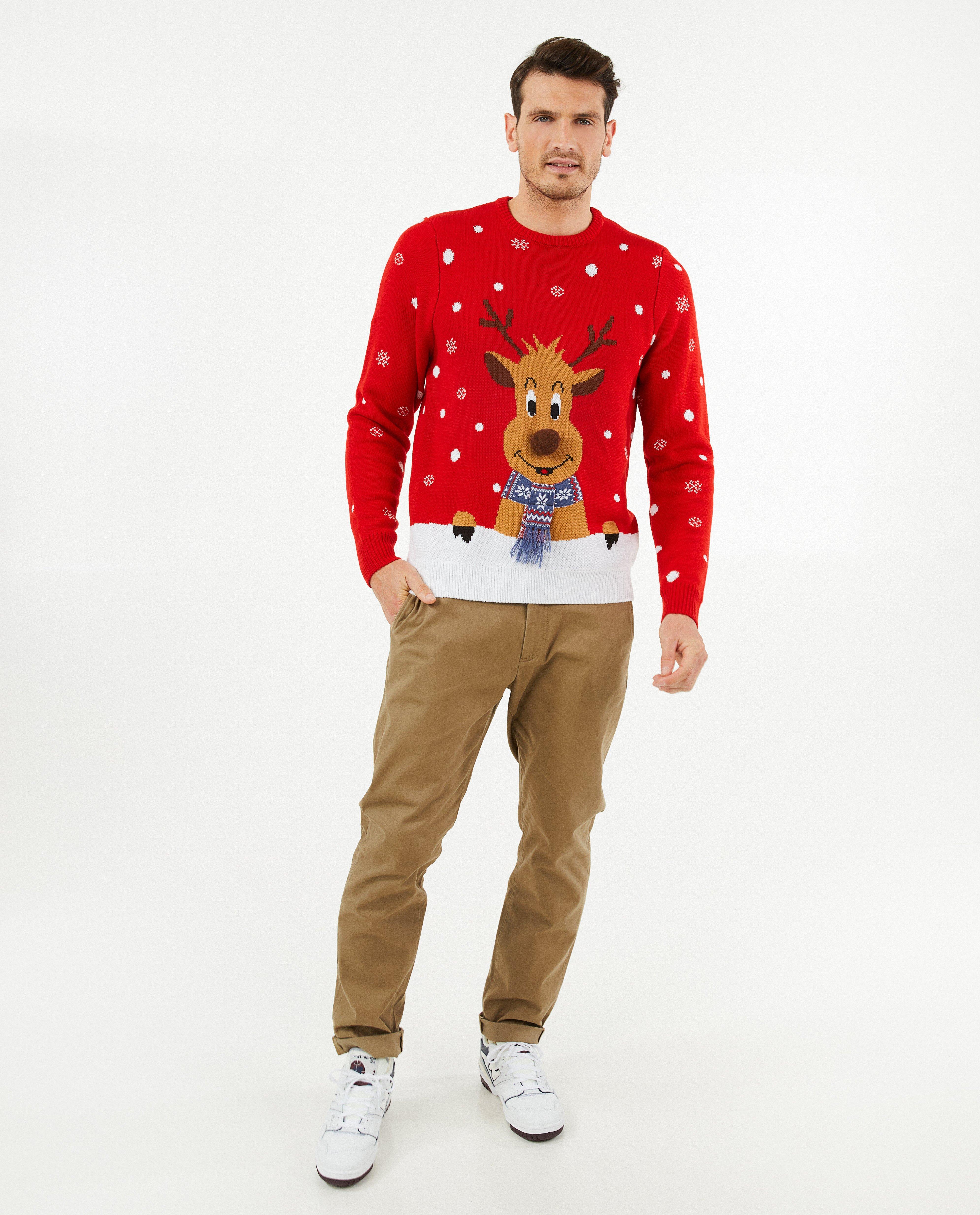 Pull de Noël rouge, hommes - null - Familystories