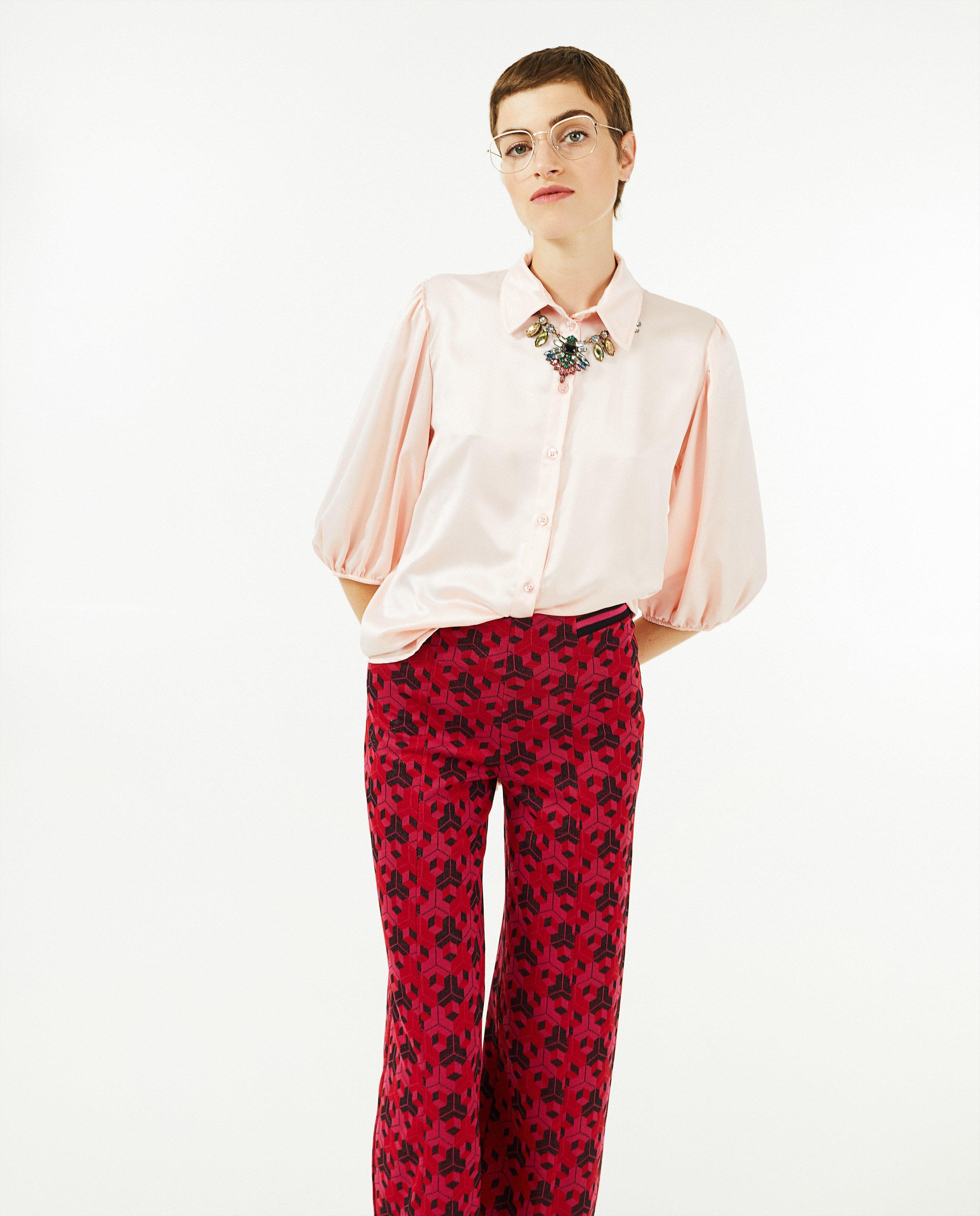 Chemises - Chemisier rose en satin