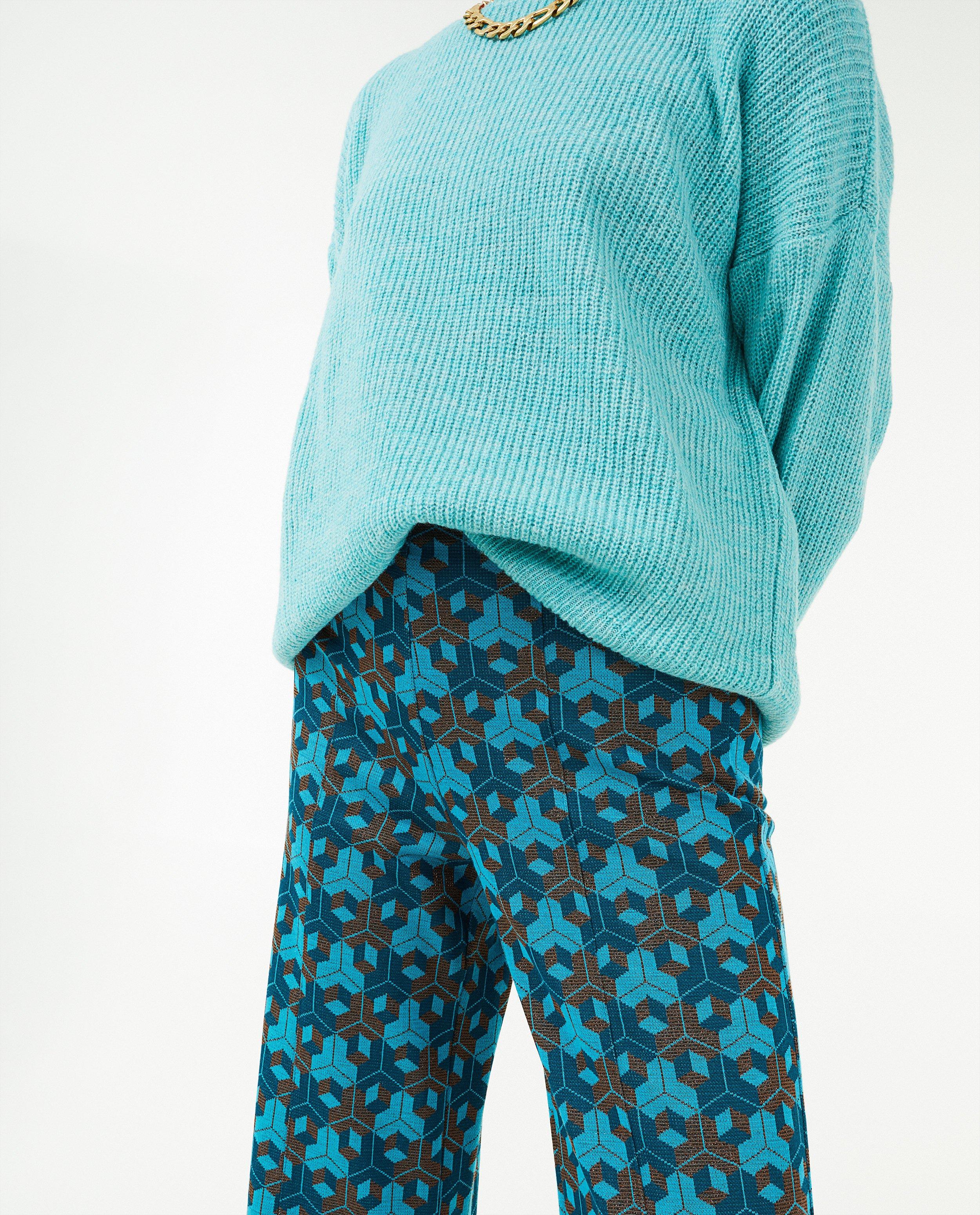 Pantalon tricoté à imprimé géométrique - null - Ella Italia