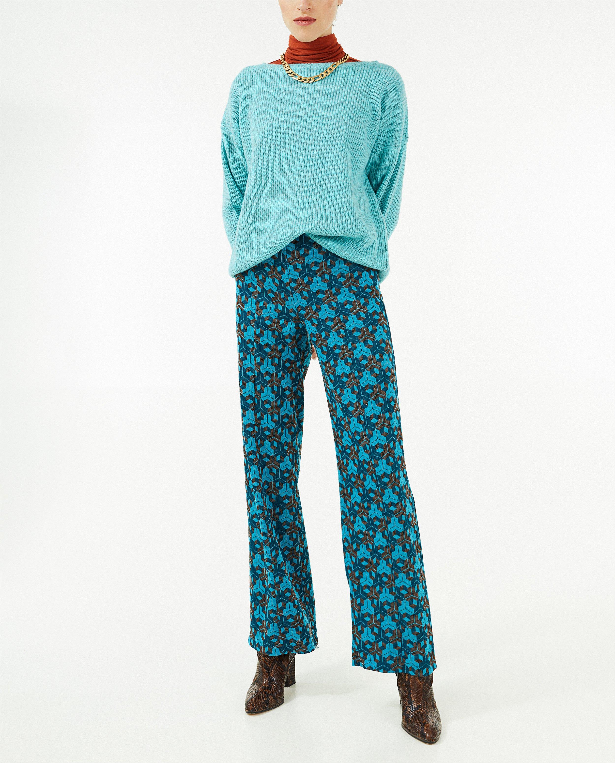 Pantalons - Pantalon tricoté à imprimé géométrique