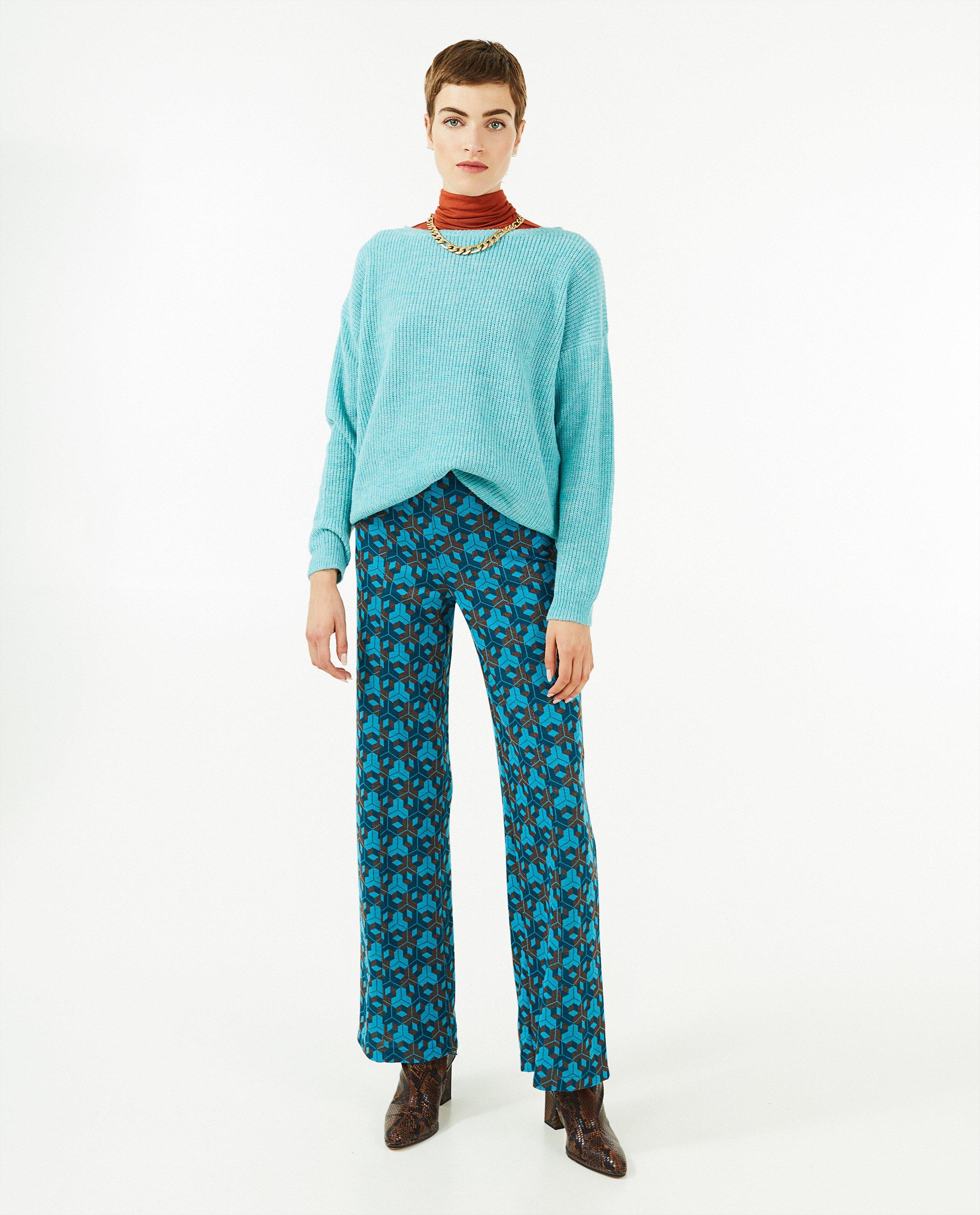 Pantalons - Pantalon tricoté à imprimé géométrique