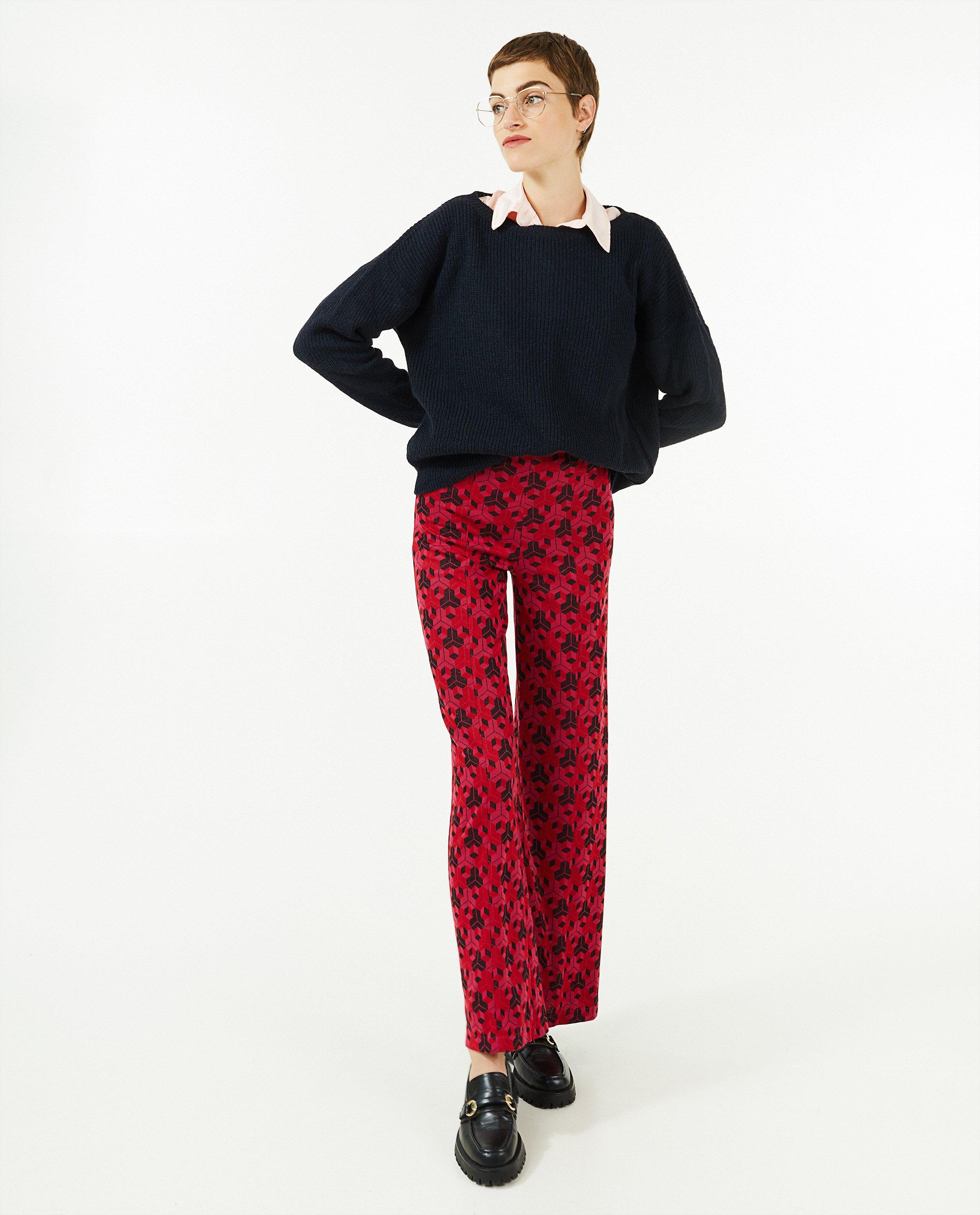 Pantalons - Pantalon tricoté à imprimé géométrique