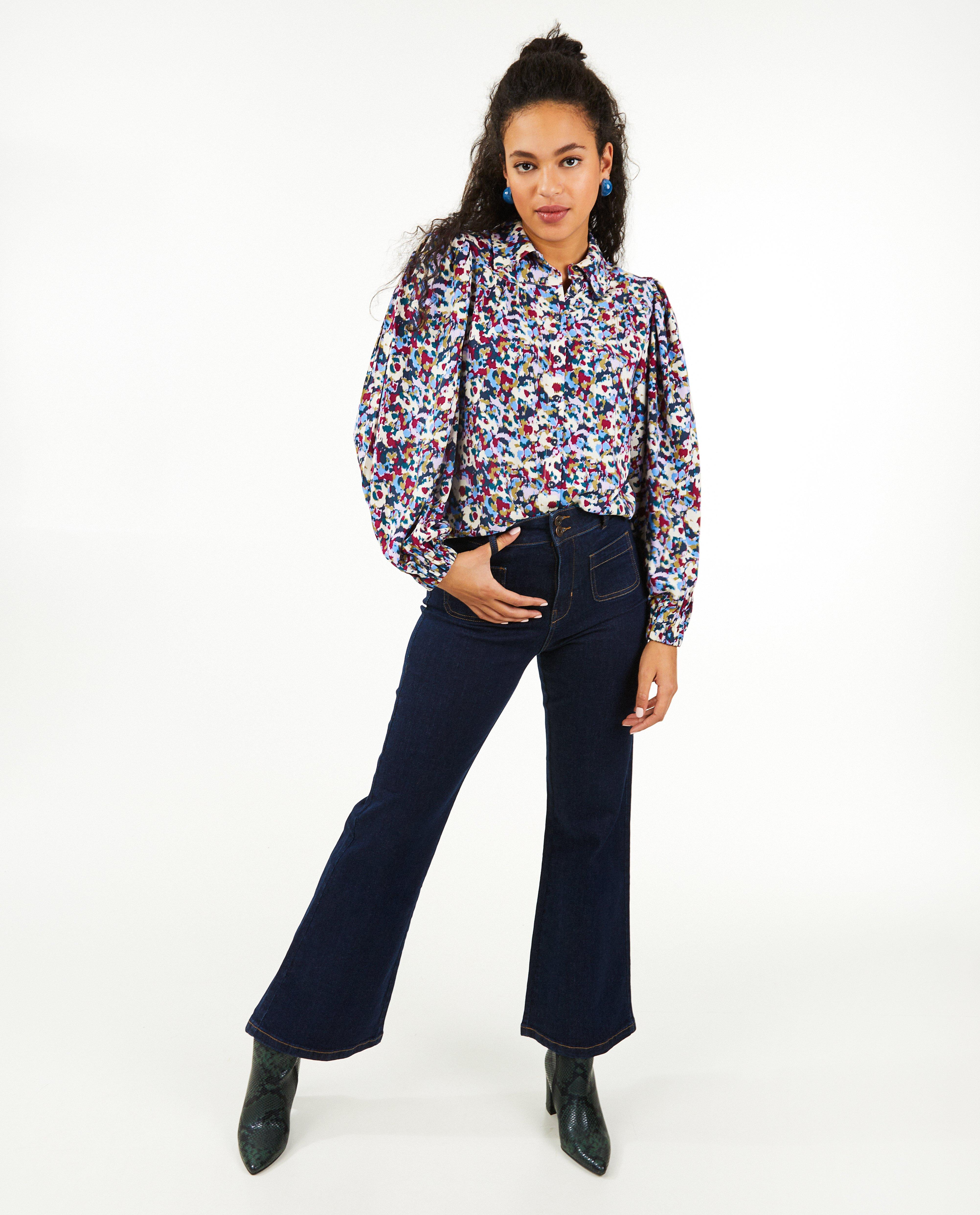 Donkerblauwe jeans, flared fit - null - Sora