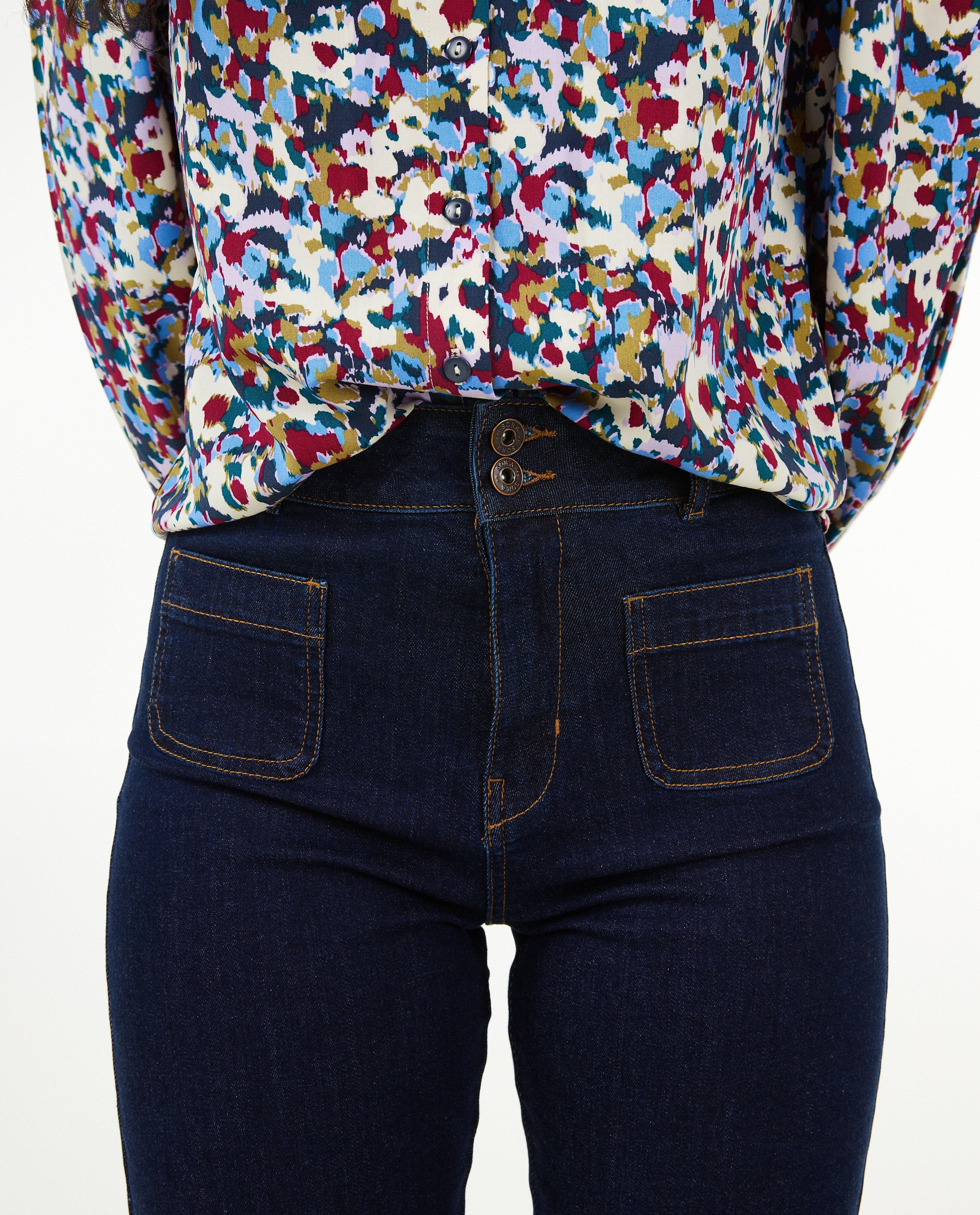 Jeans - Donkerblauwe jeans, flared fit