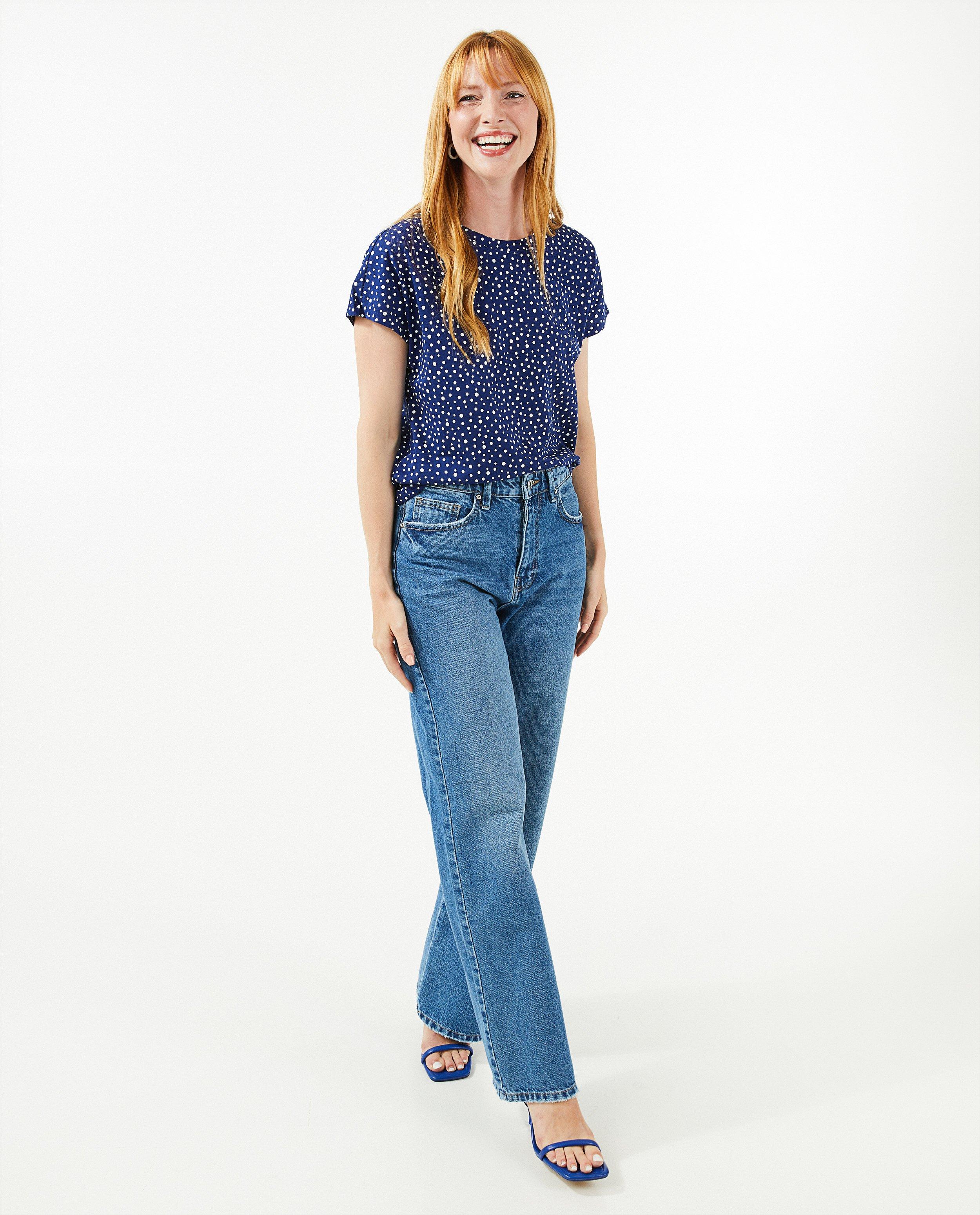 T-shirt bleu foncé à pois - null - OVS