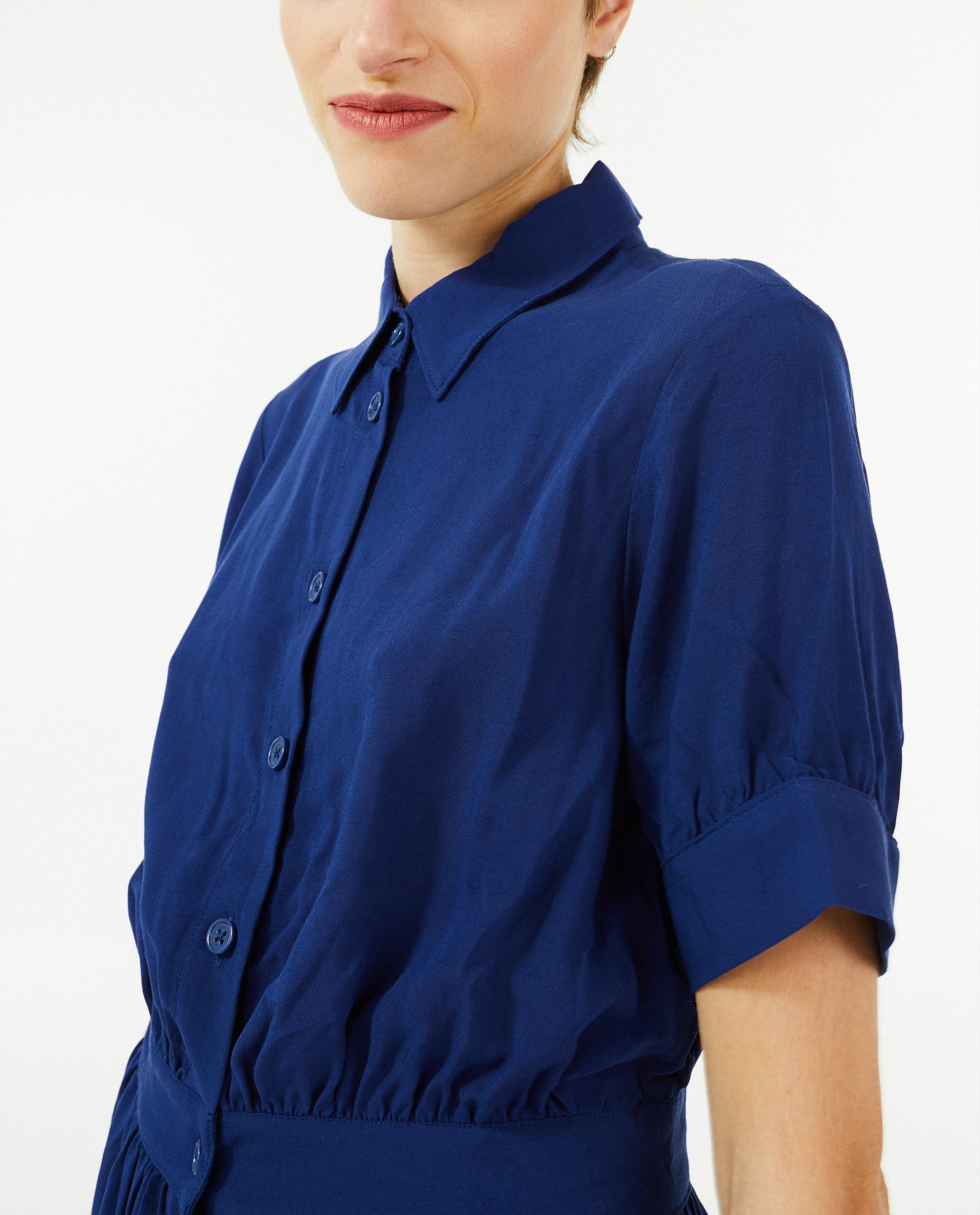 Kleedjes - Blauwe jurk met knopenrij