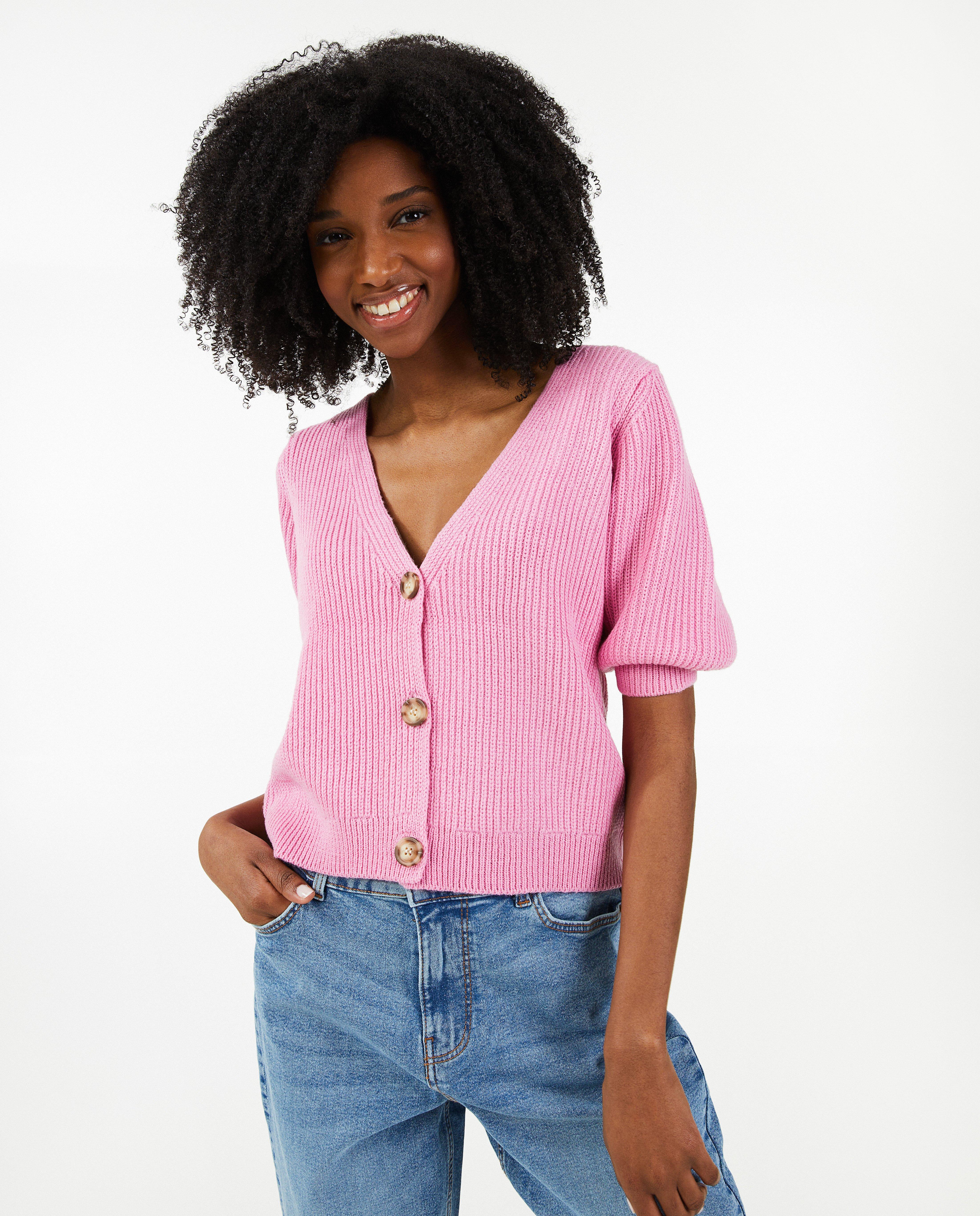Cardigan - Roze cardigan met knopen