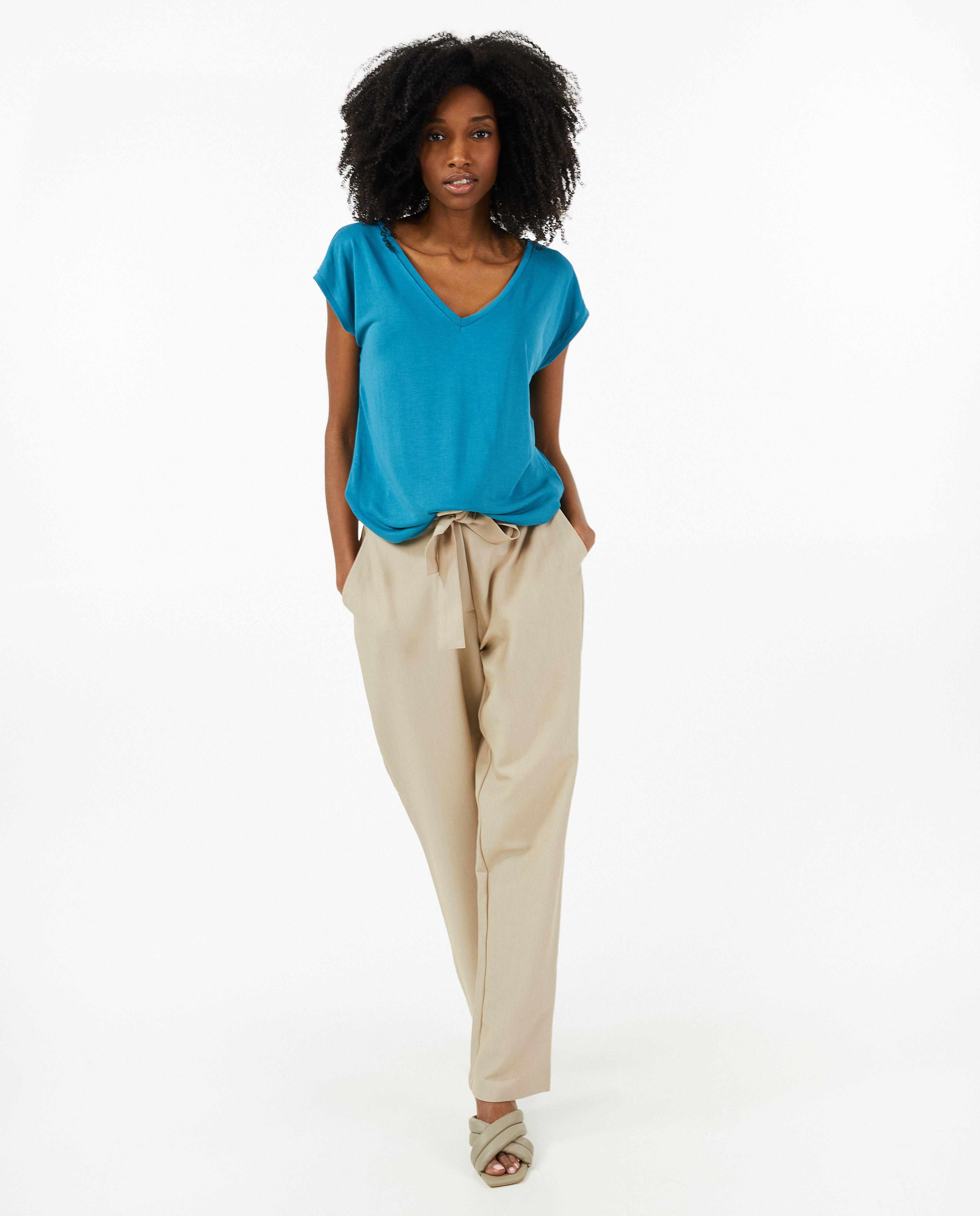 T-shirt met v-hals - null - Pieces