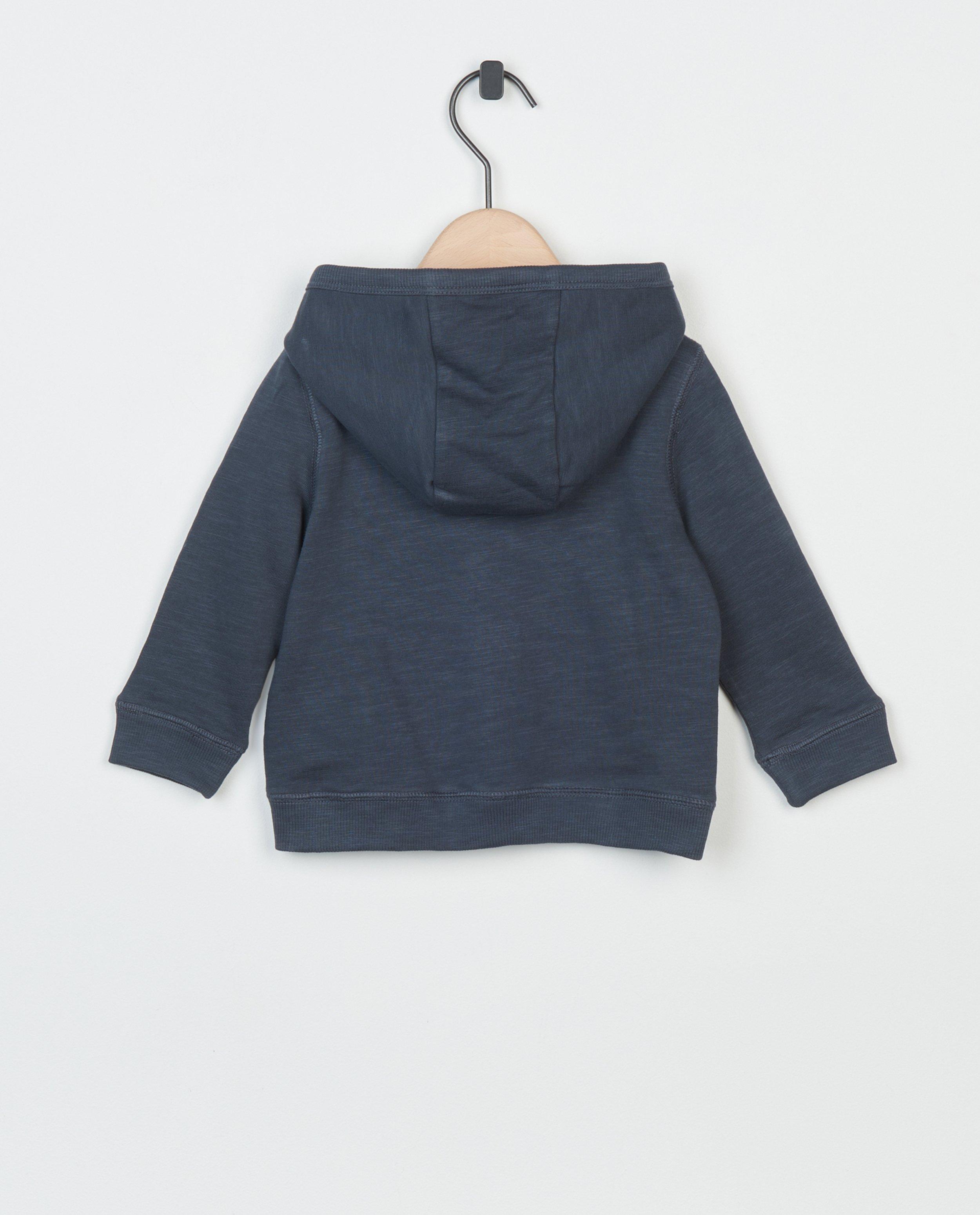 Cardigan - Blauw sweatvest met kap