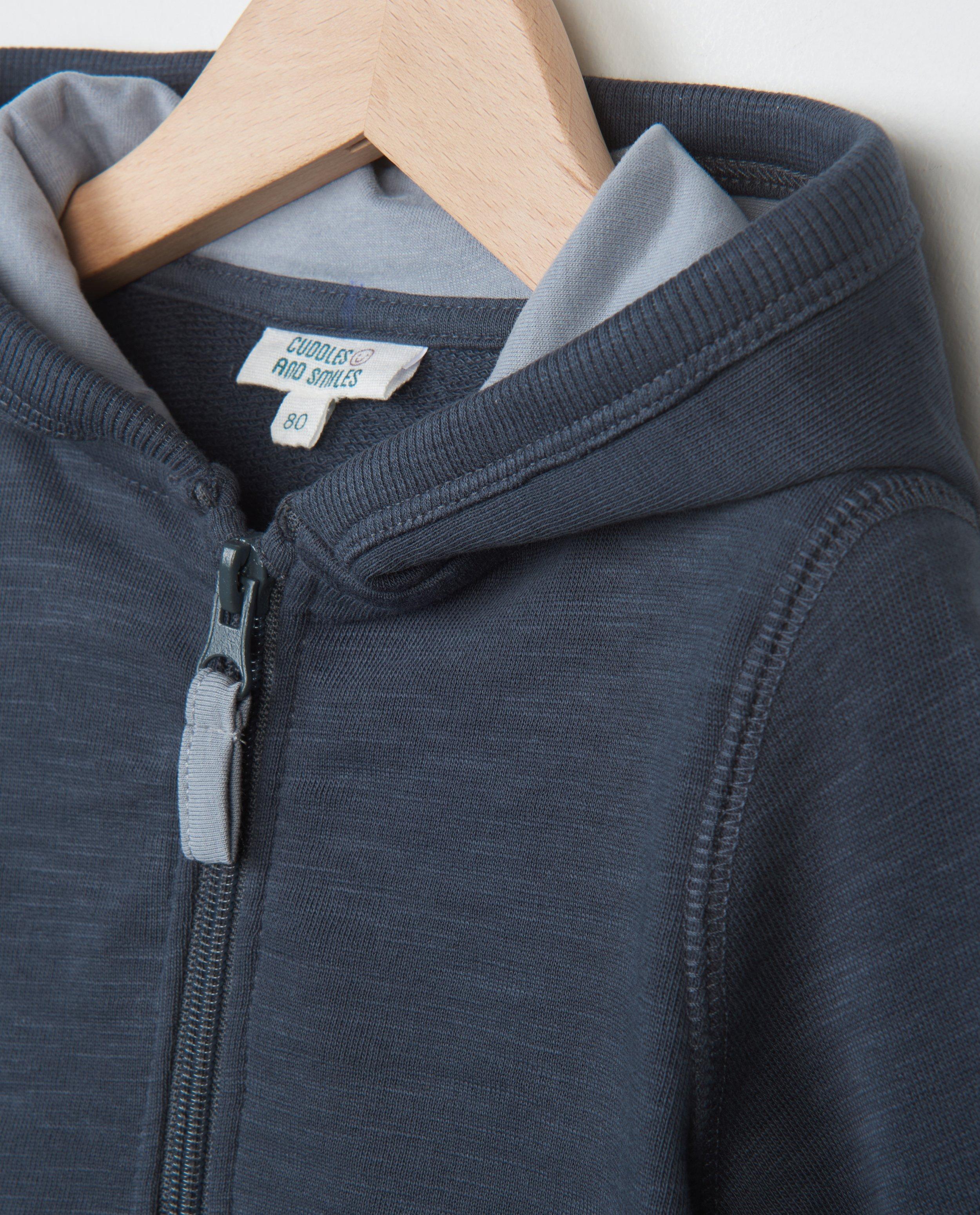 Cardigan - Blauw sweatvest met kap