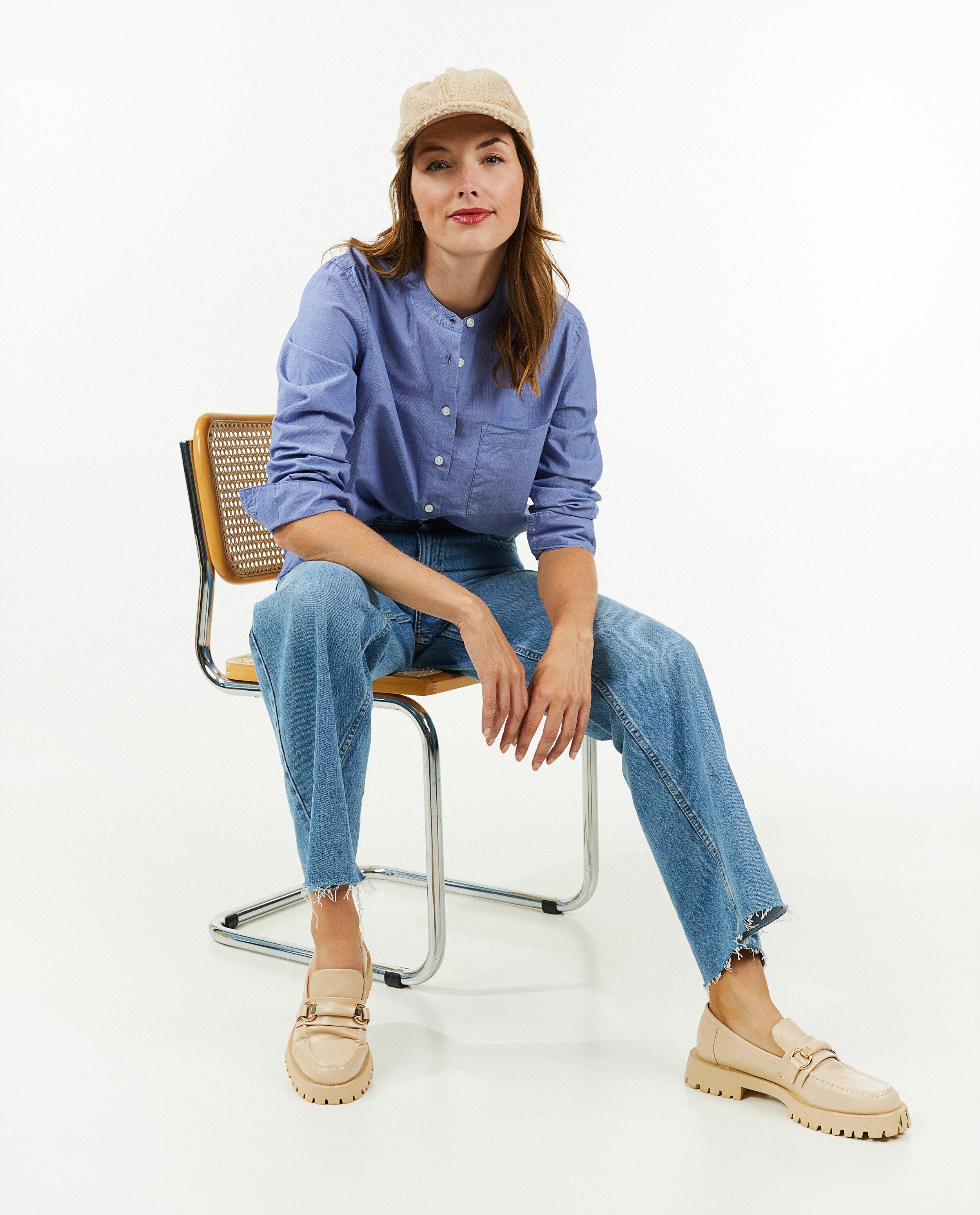 Blauwe blouse met strepen - null - OVS