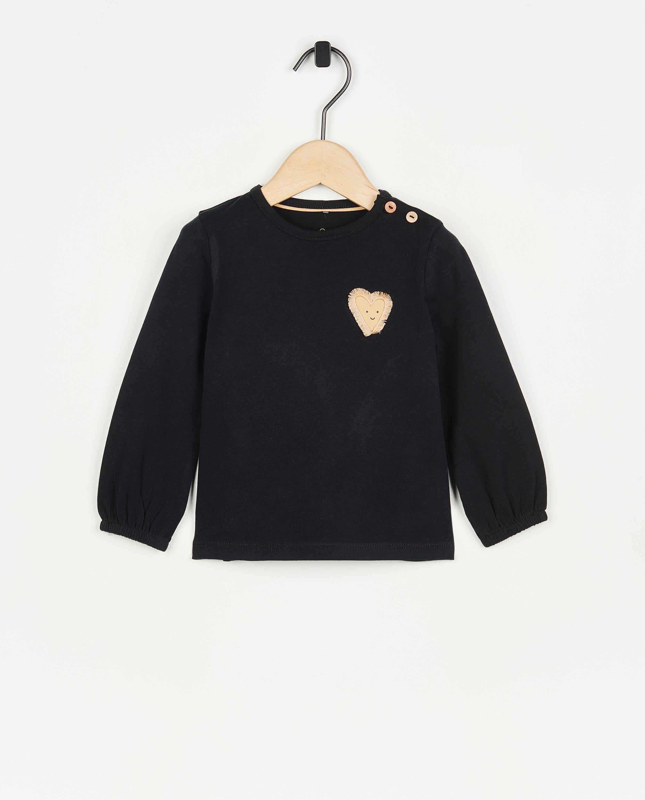 Zwarte longsleeve met hartje - null - Cuddles and Smiles