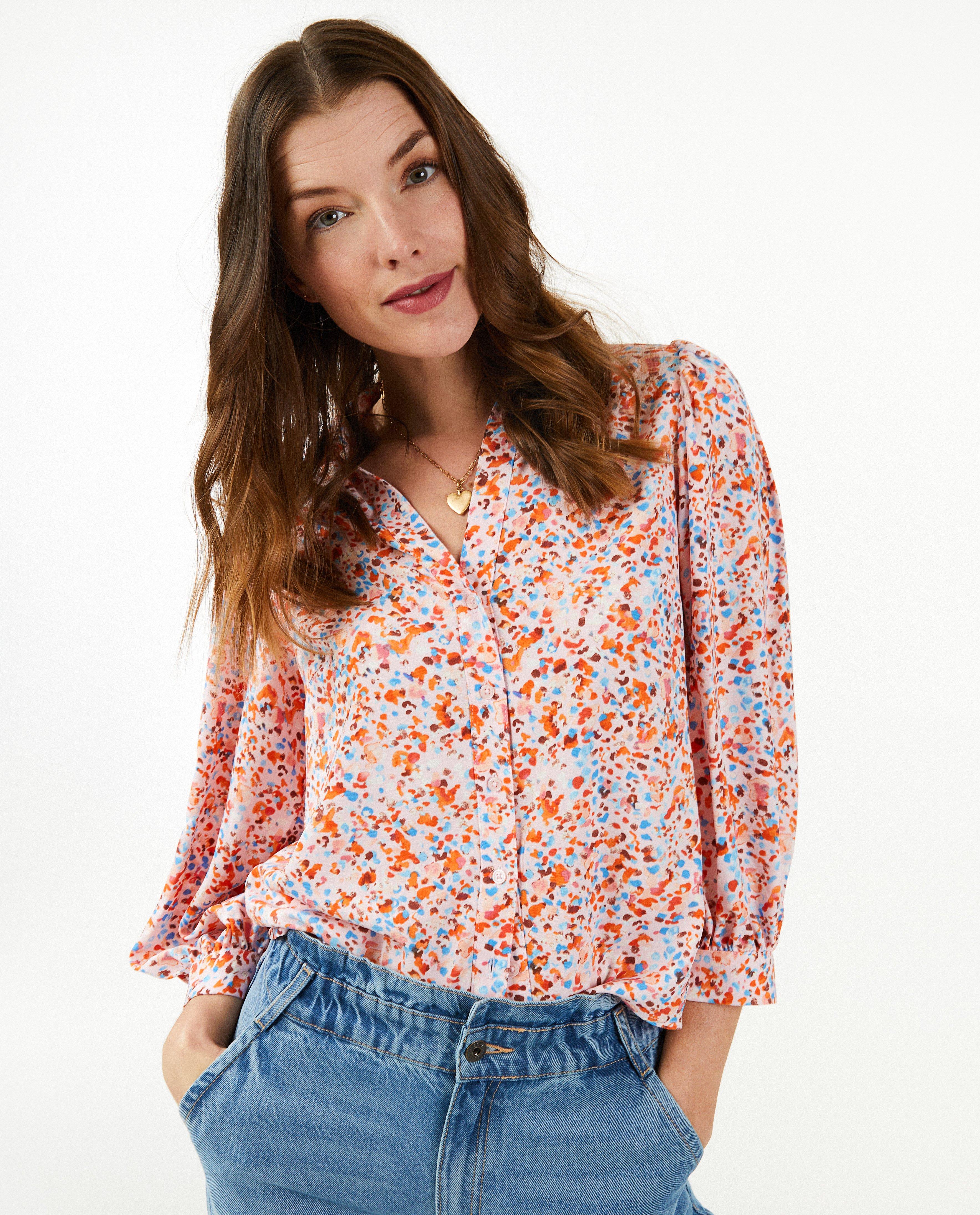 Chemises - Blouse rose à imprimé
