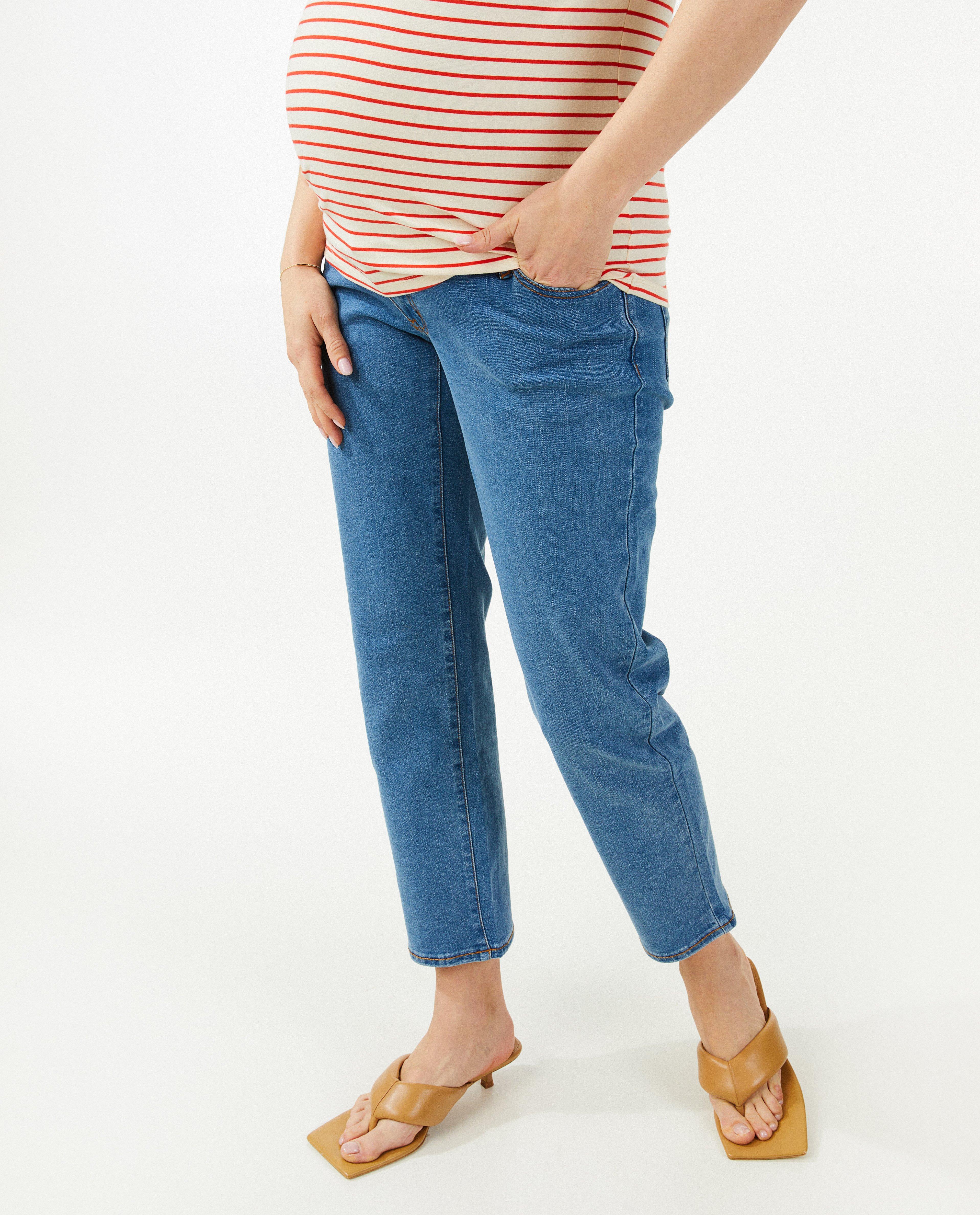 Jeans - Blauwe zwangerschapsjeans, straight fit