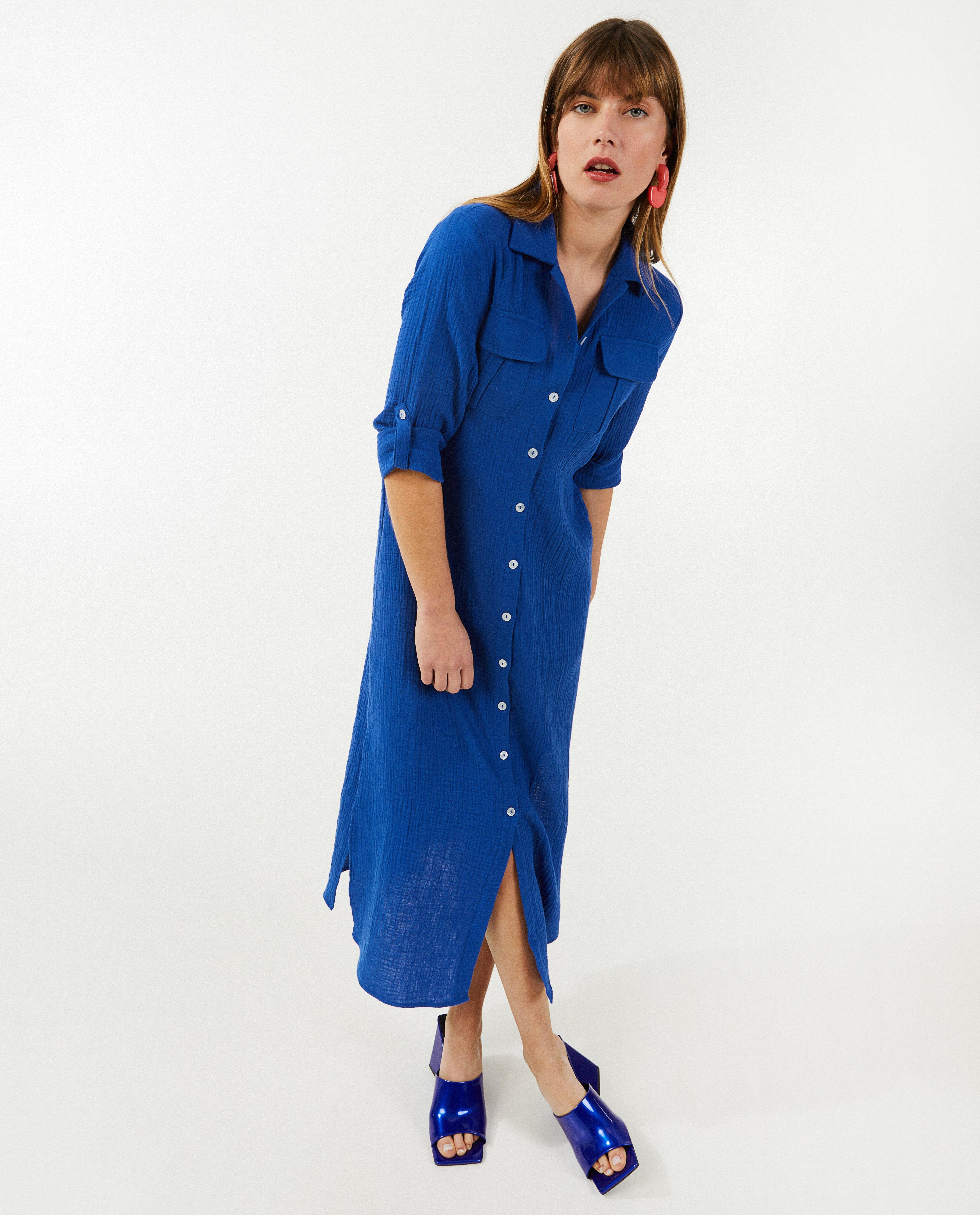 Robes - Longue robe chemise en tétra