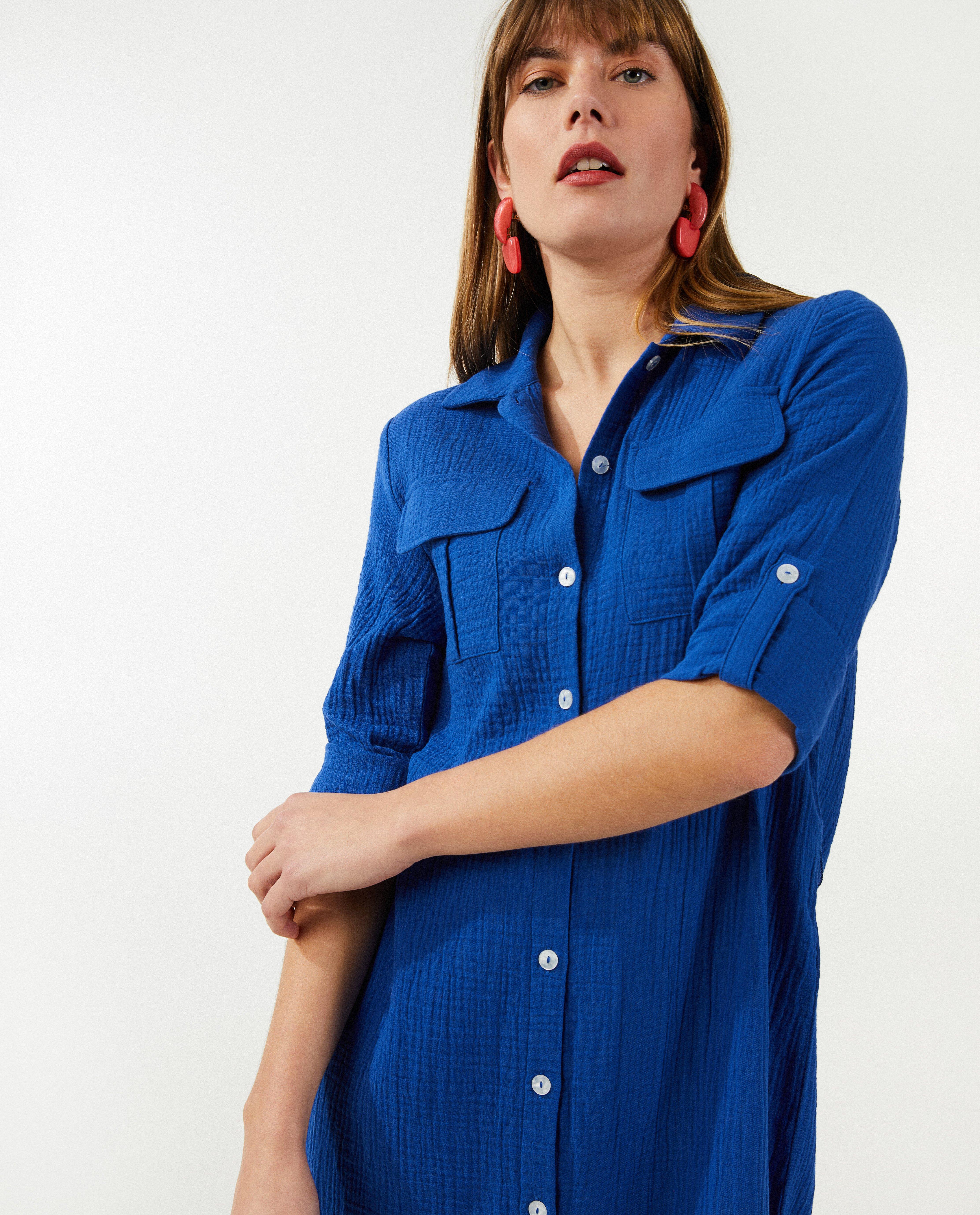 Robes - Longue robe chemise en tétra