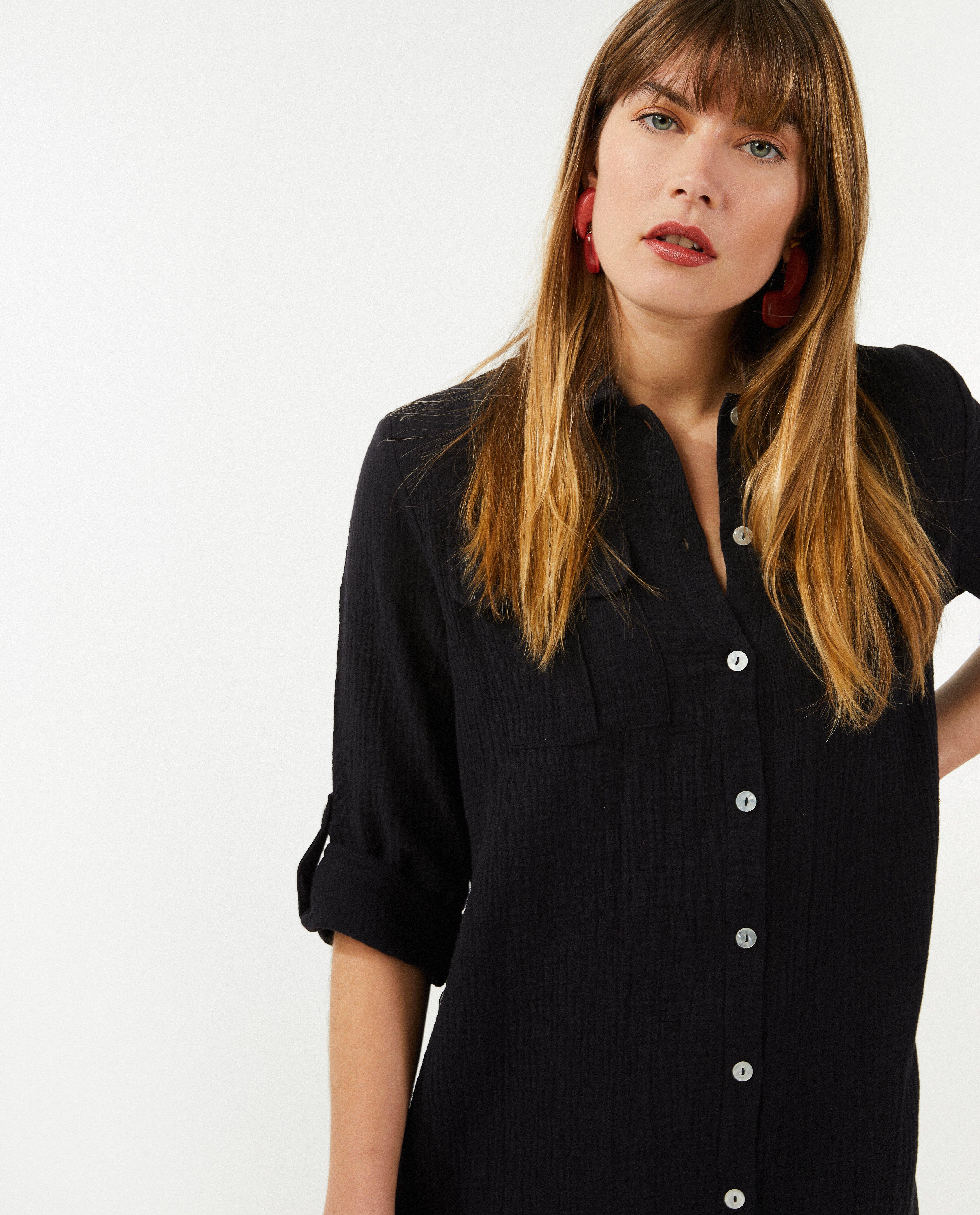 Longue robe chemise en tétra - null - Sora