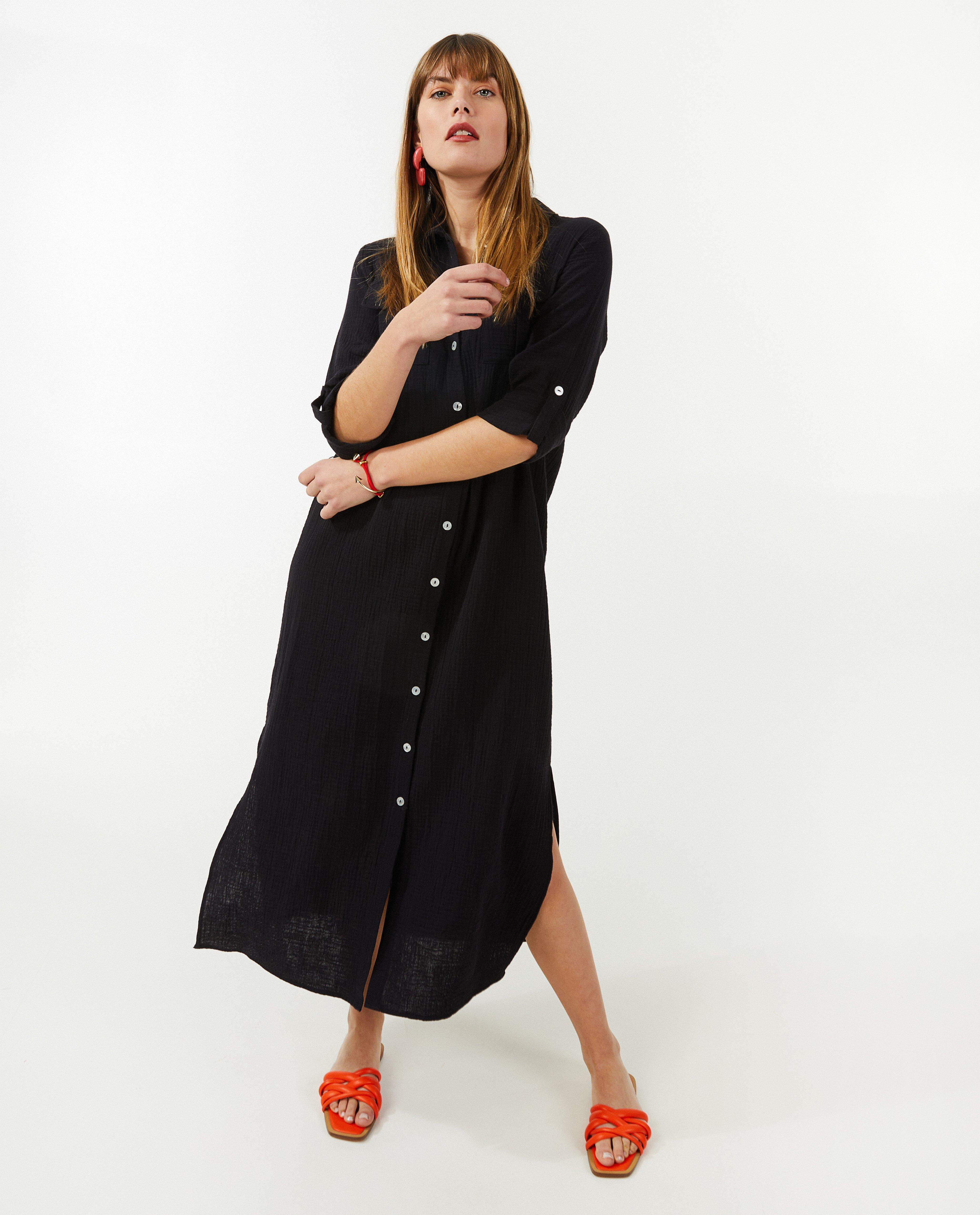 Robes - Longue robe chemise en tétra
