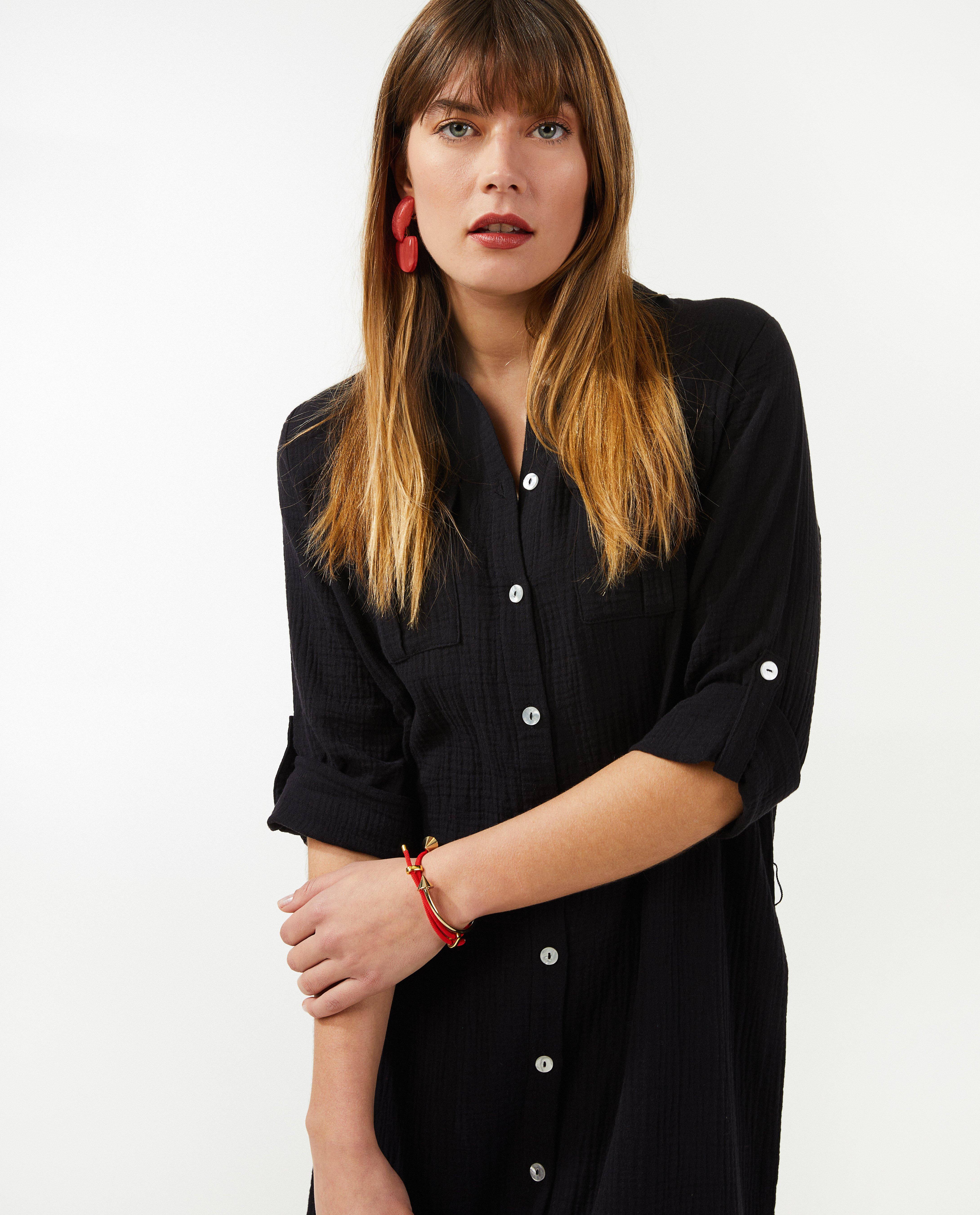 Robes - Longue robe chemise en tétra
