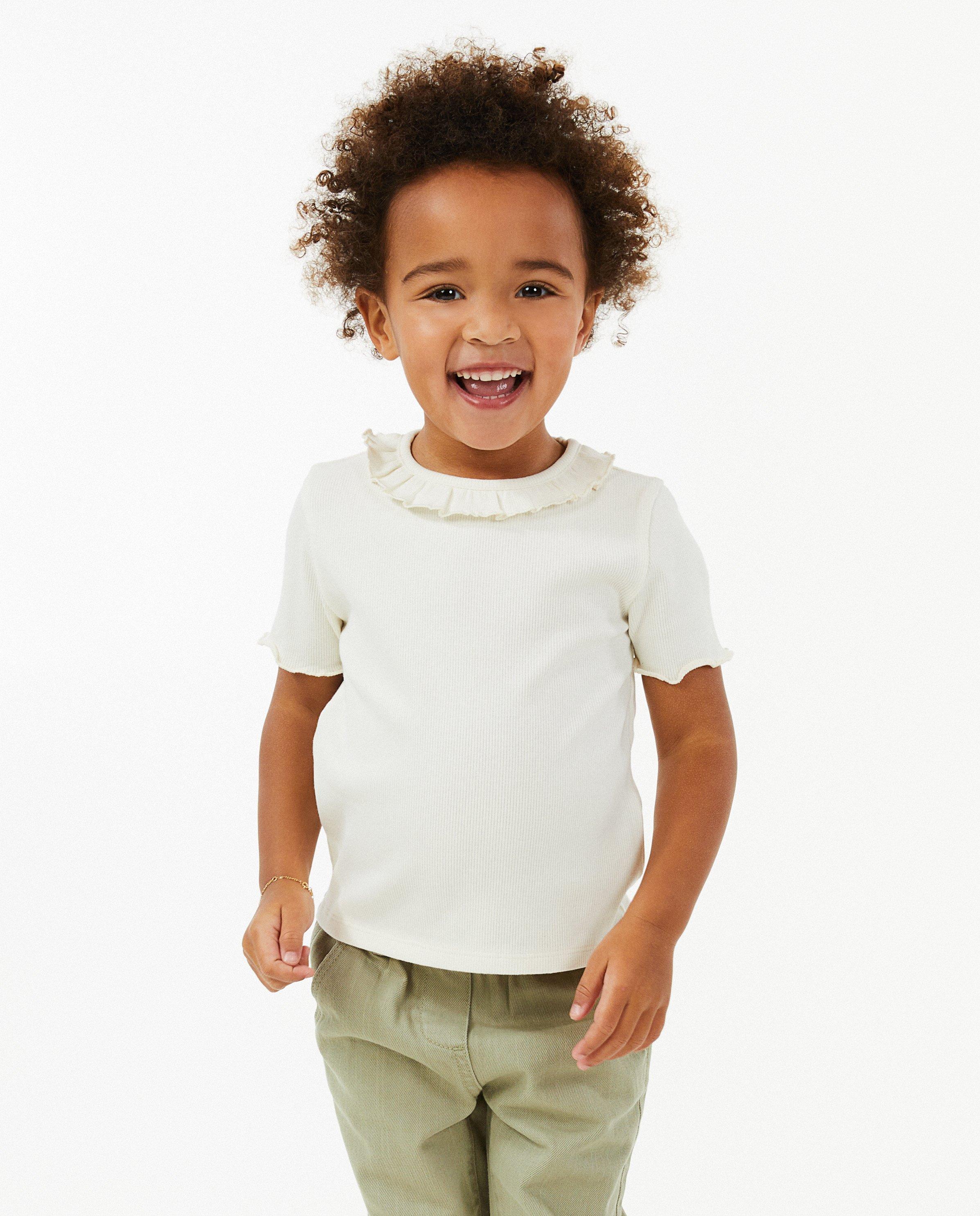 T-shirts - Geribde top met ruches
