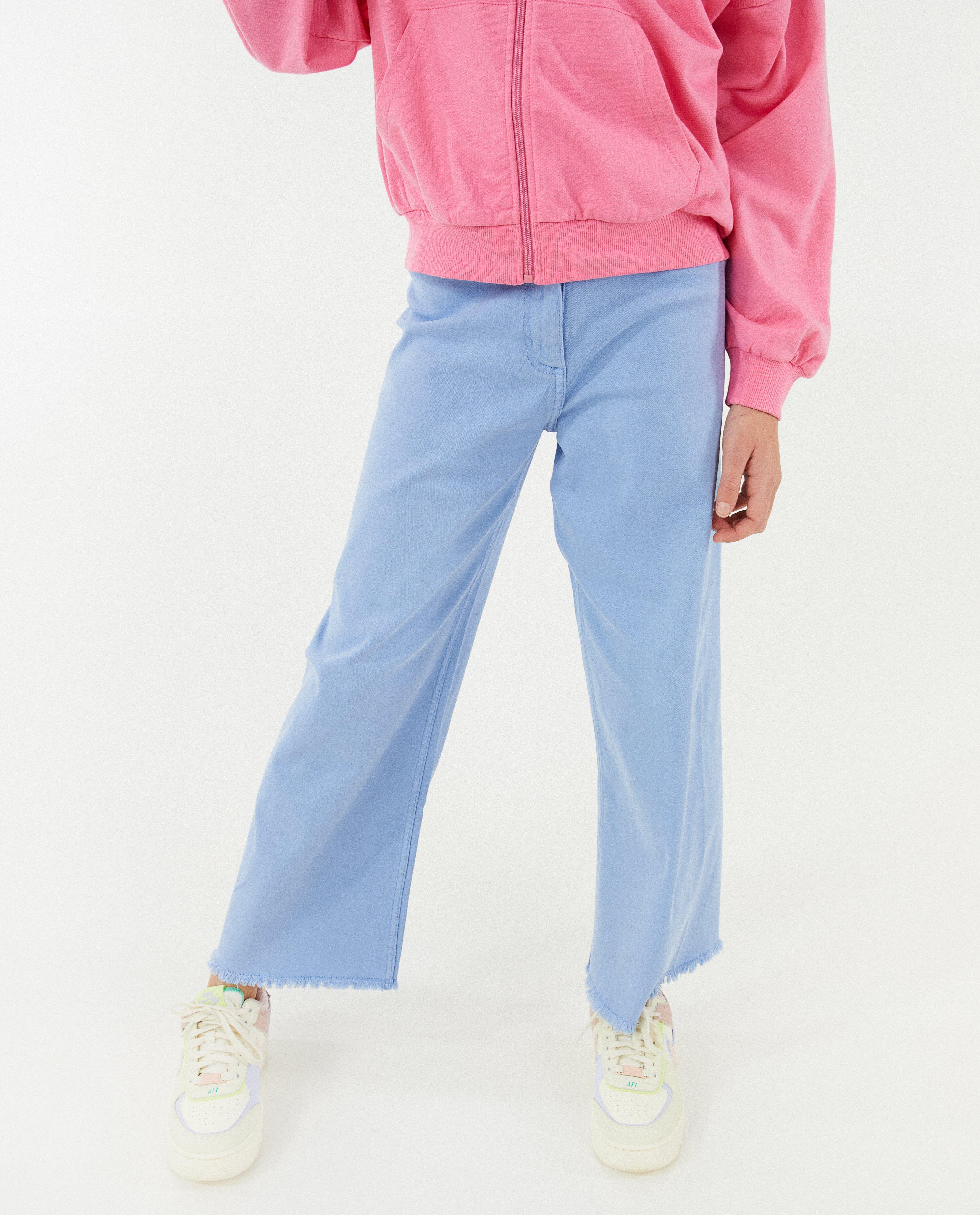 Broeken - Blauwe broek, flared fit