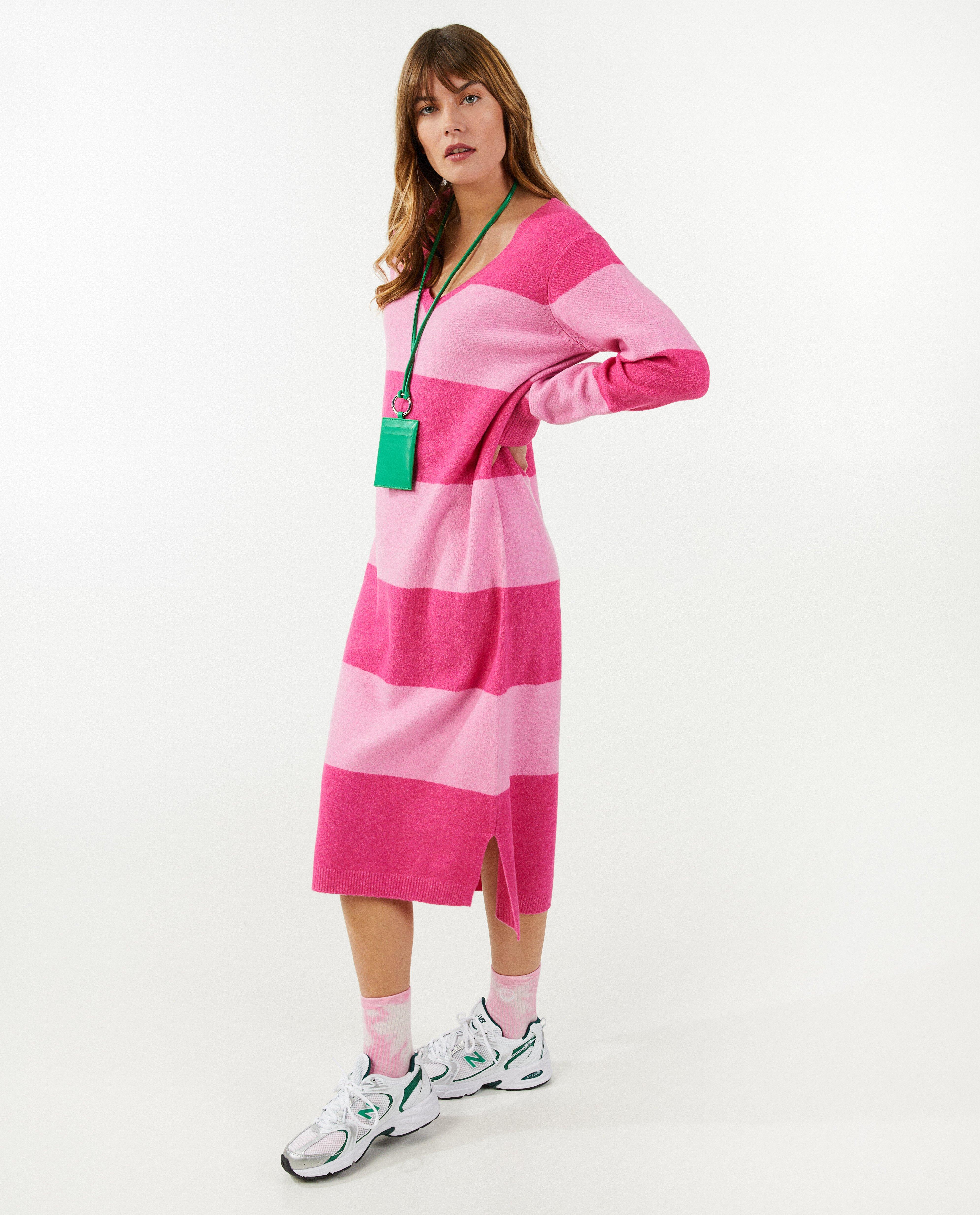 Robe en tricot à rayures - Détails du produit - rose vif - image numéro 2