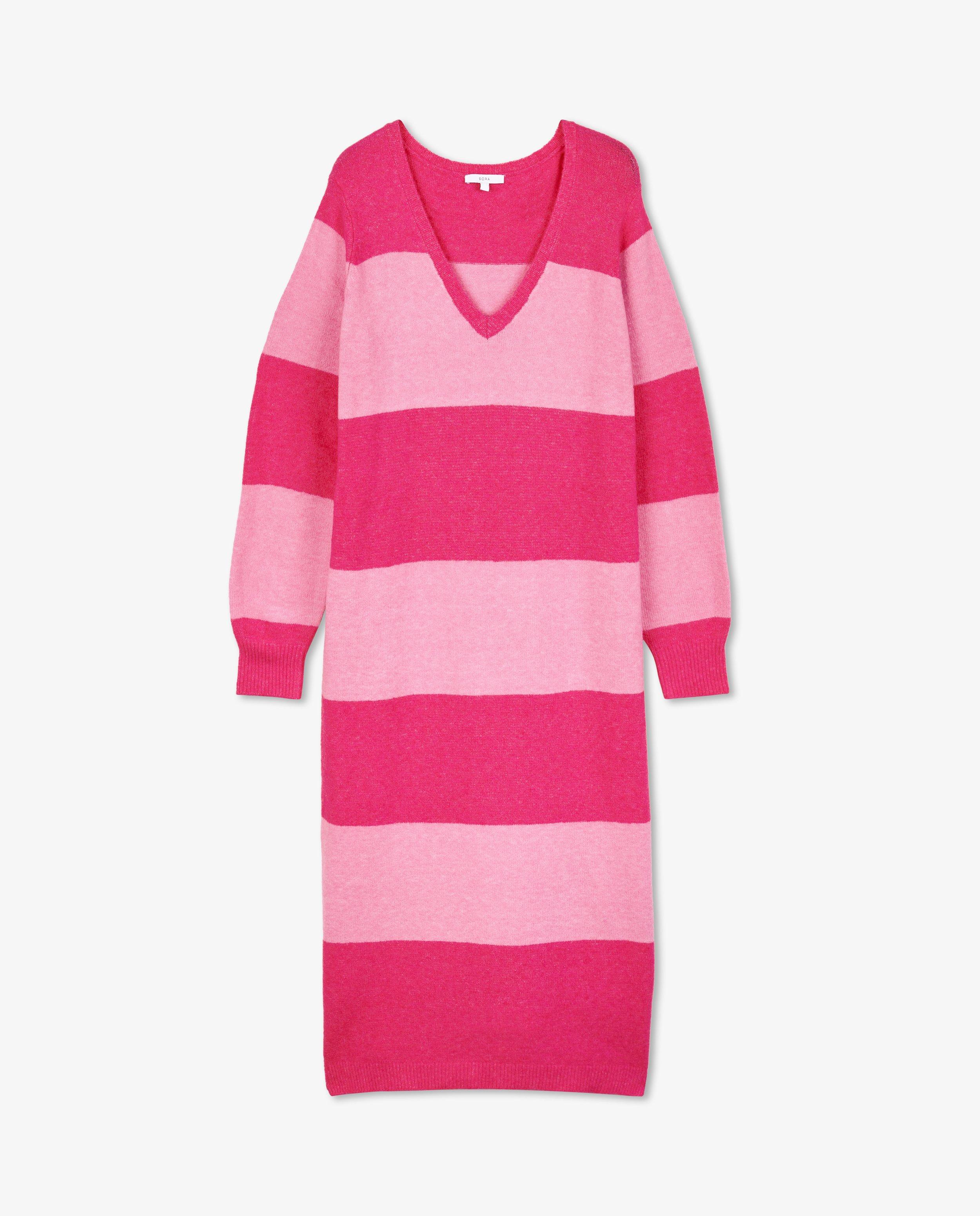 Robe en tricot à rayures - Détails du produit - rose vif - image numéro 5
