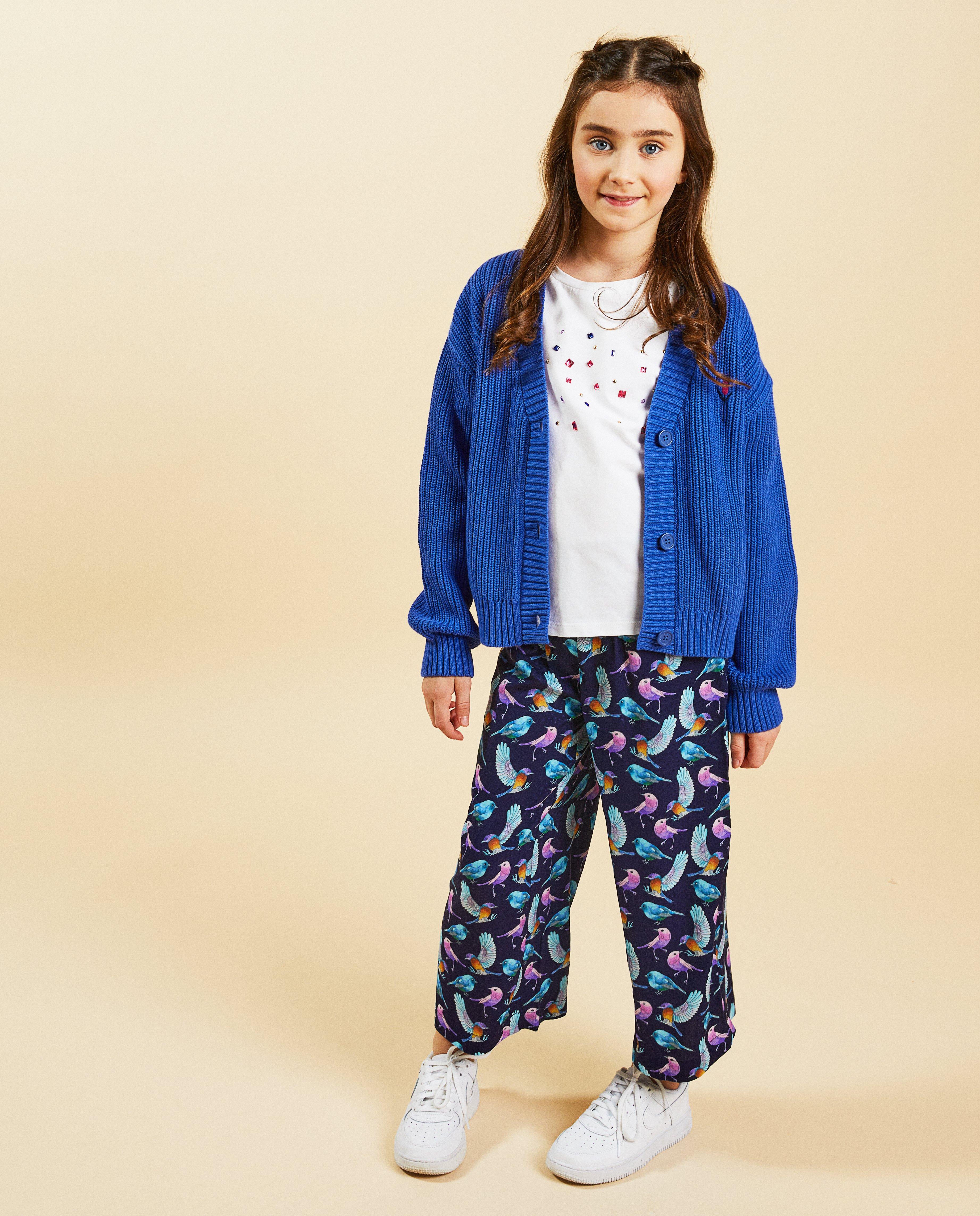 Pantalons - Pantalon bleu, coupe jupe-culotte