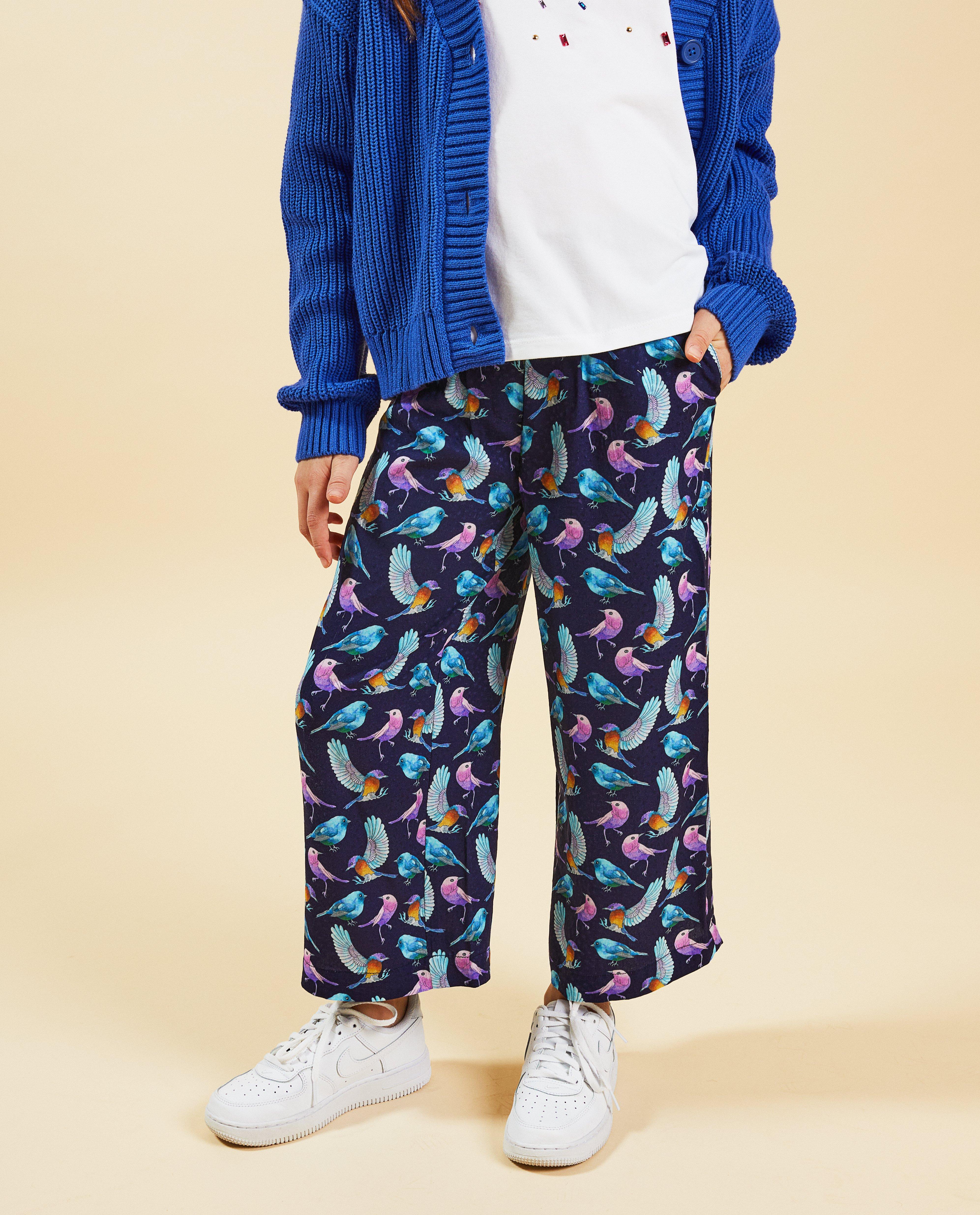 Pantalons - Pantalon bleu, coupe jupe-culotte