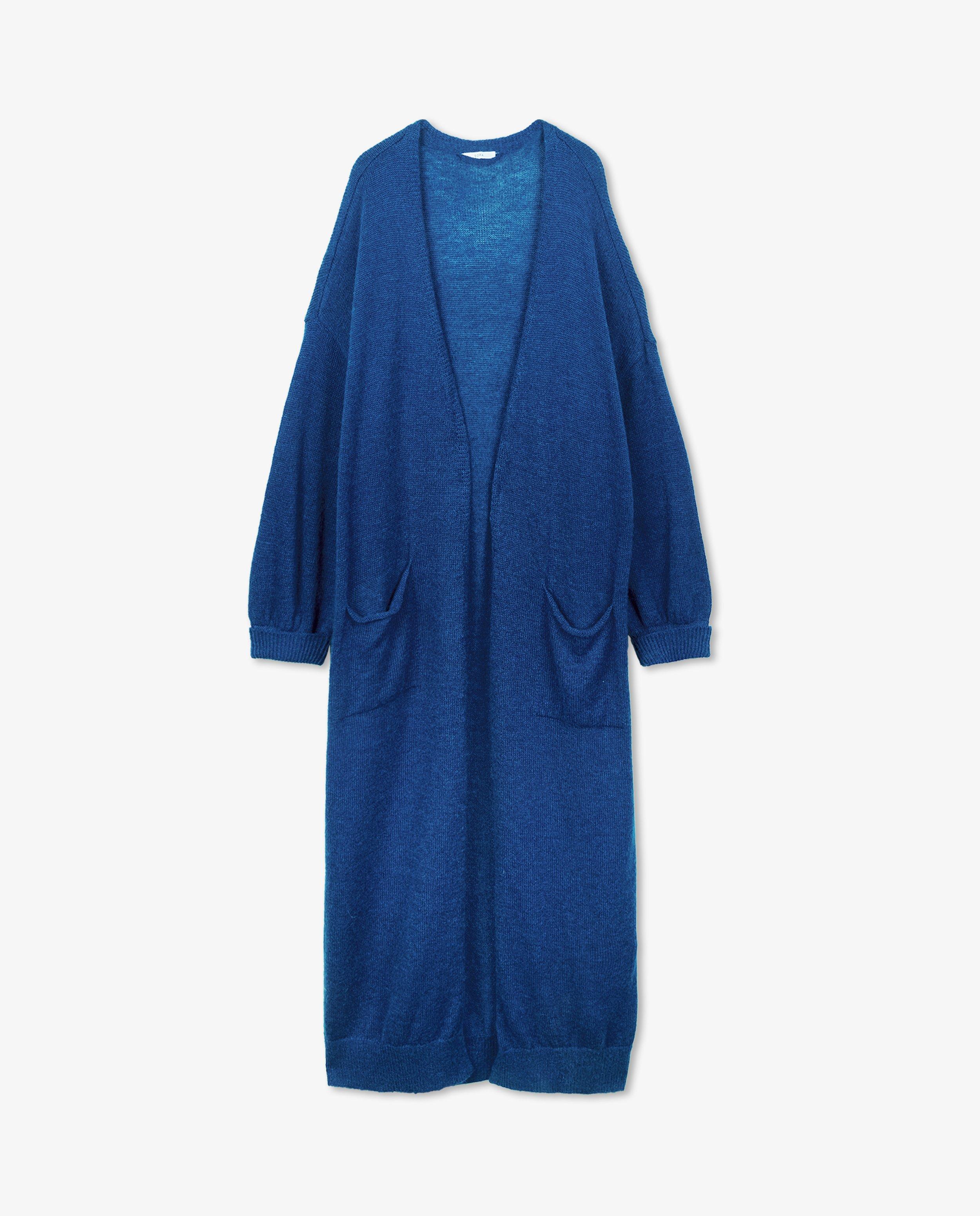 Cardigan - Blauwe cardigan, lange fit