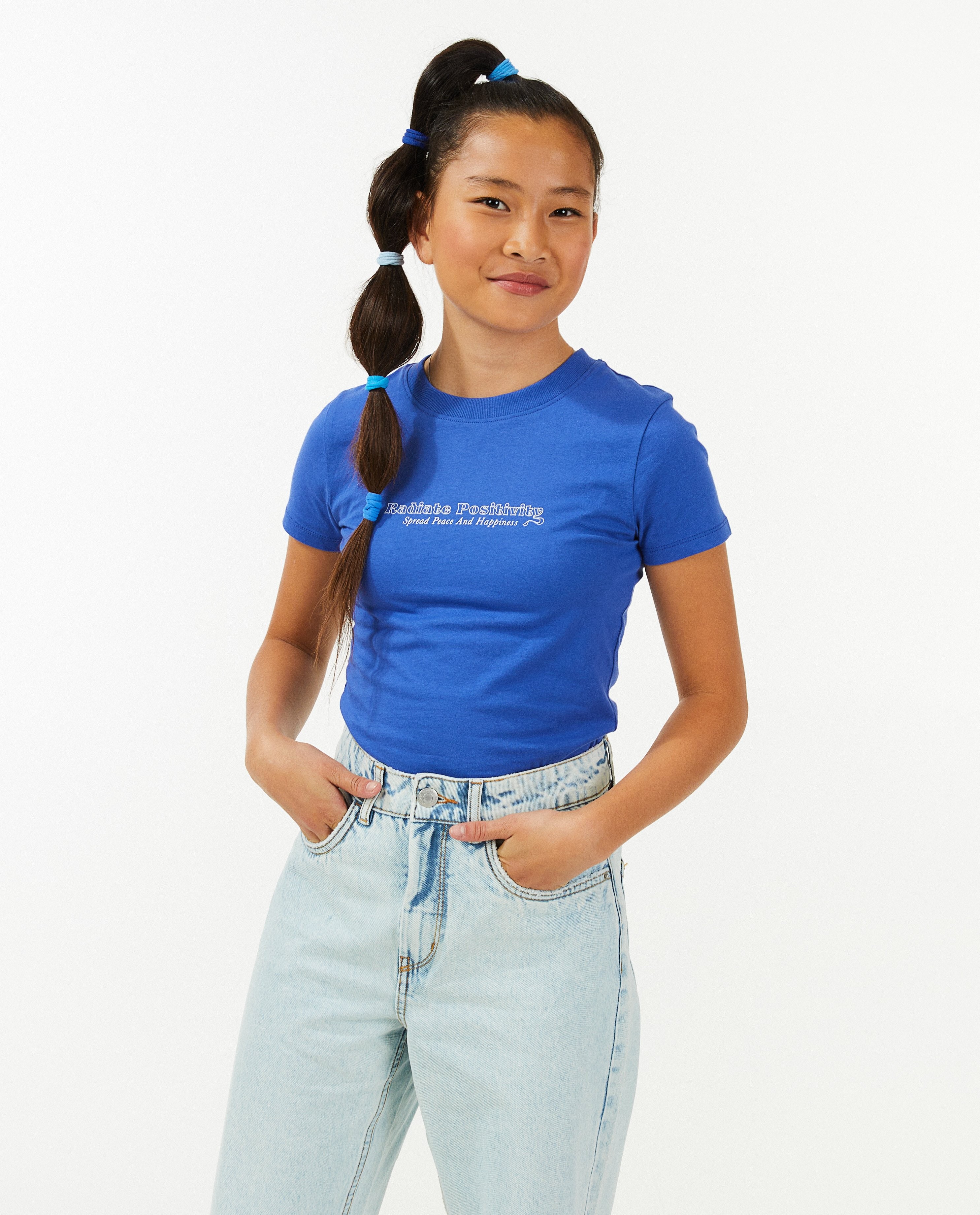 T-shirts - T-shirt bleu à inscription