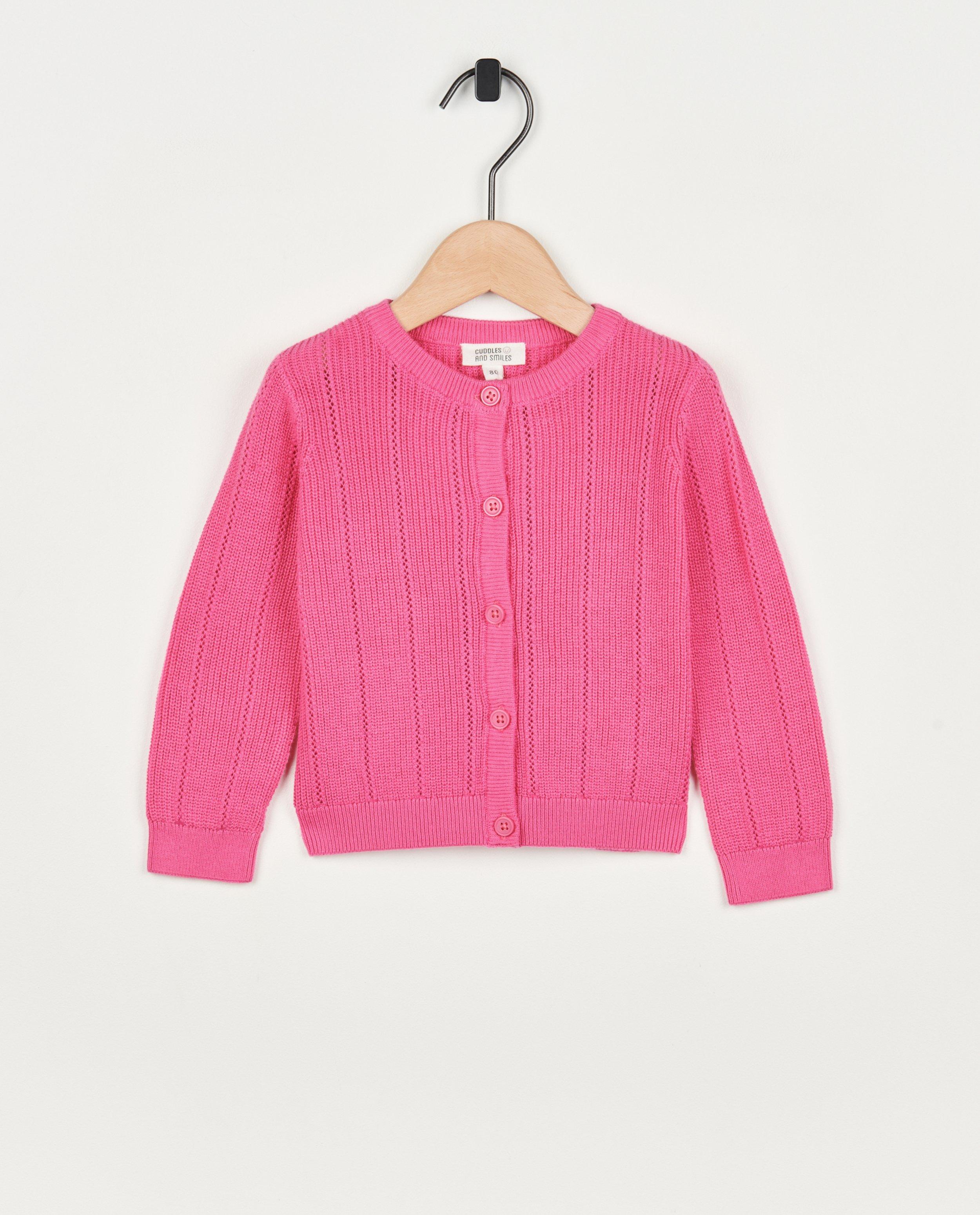Cardigan rose à partie ajourée - null - Cuddles and Smiles