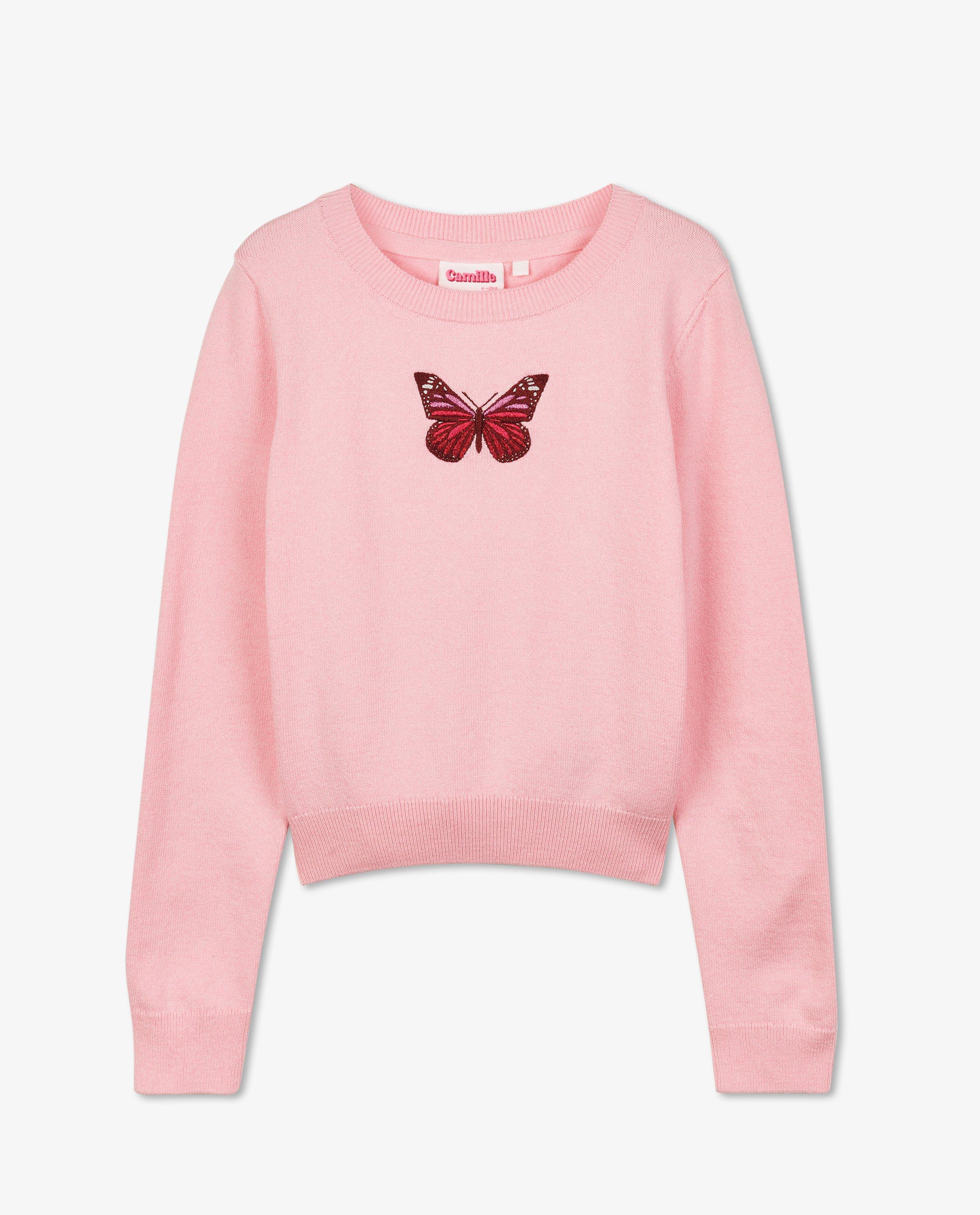 Truien - Roze trui met vlinder