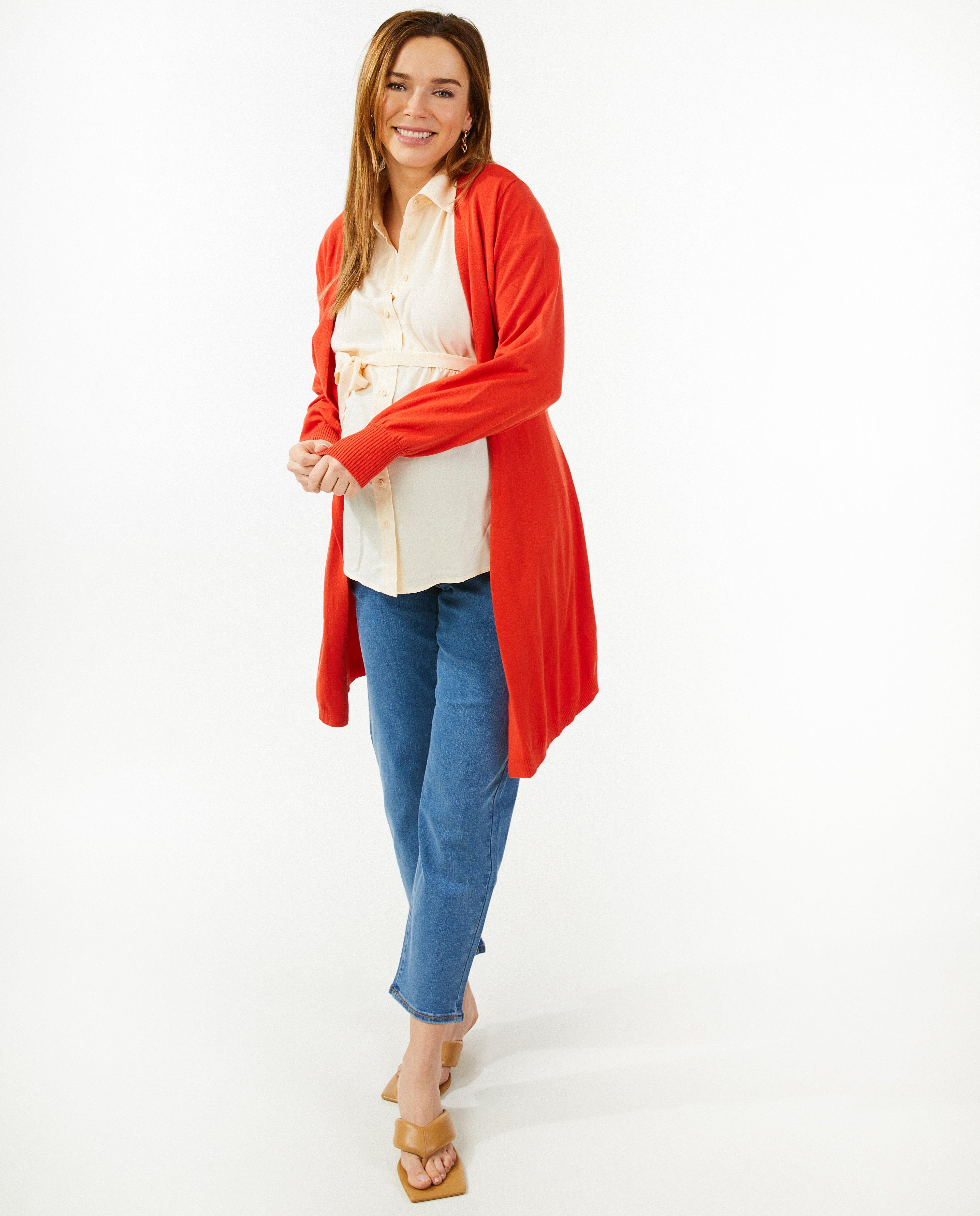 Rode cardigan, zwangerschap - null - Atelier Maman