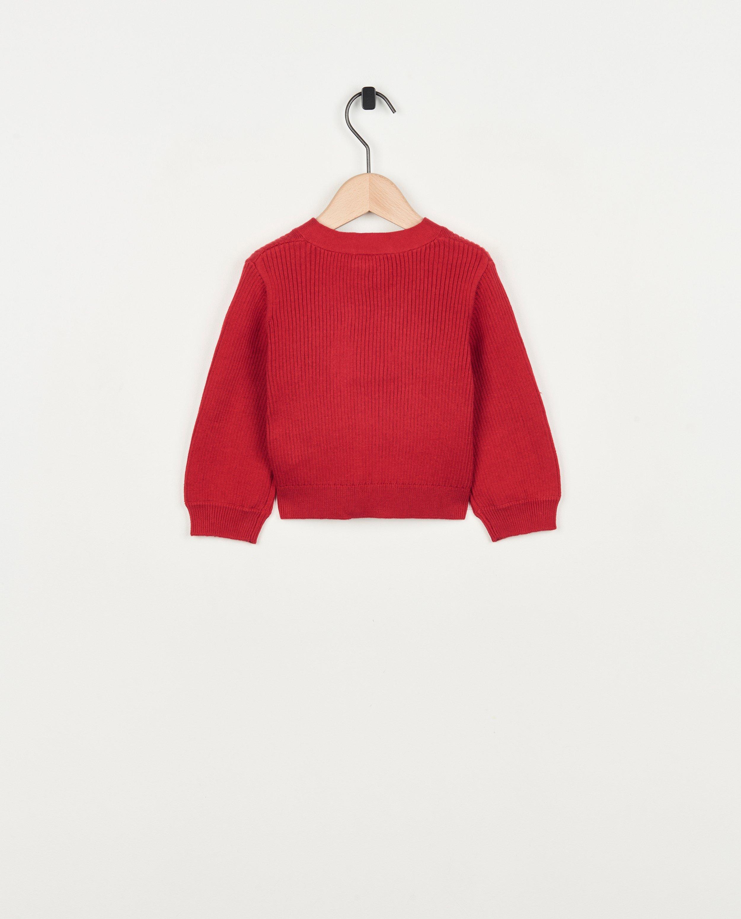 Cardigan - Rode cardigan met rib