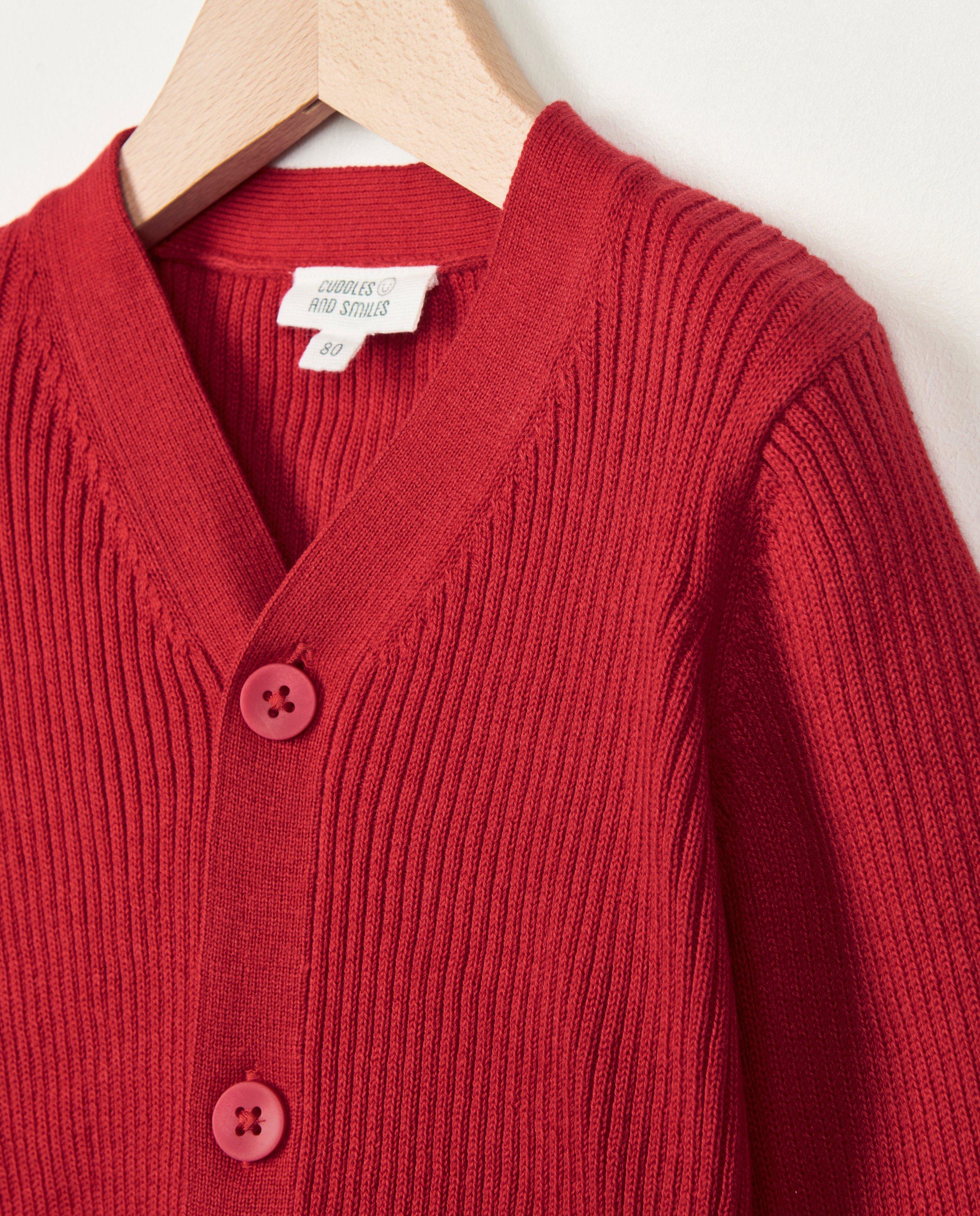 Cardigan - Rode cardigan met rib