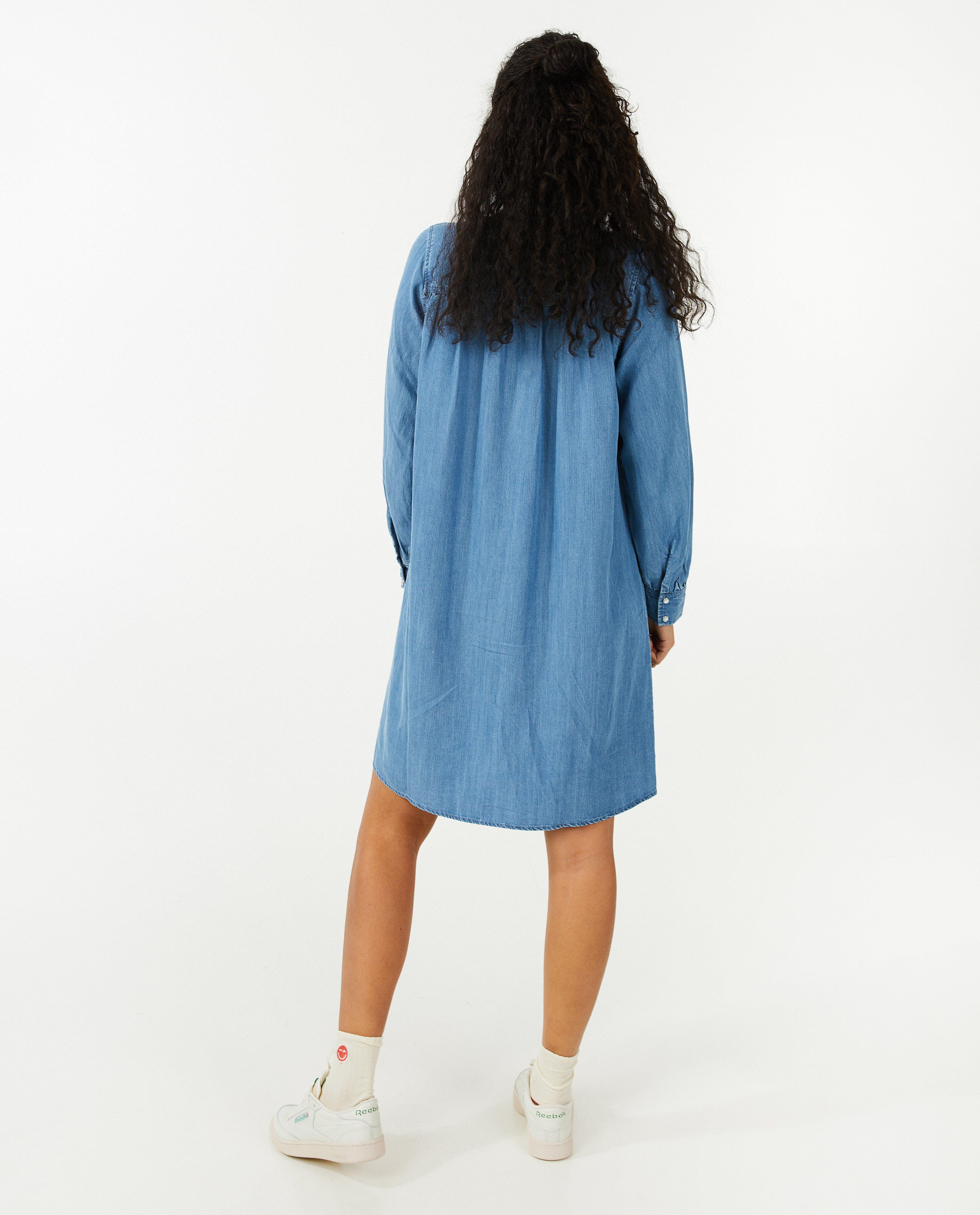Kleedjes - Blauwe jurk, loose fit