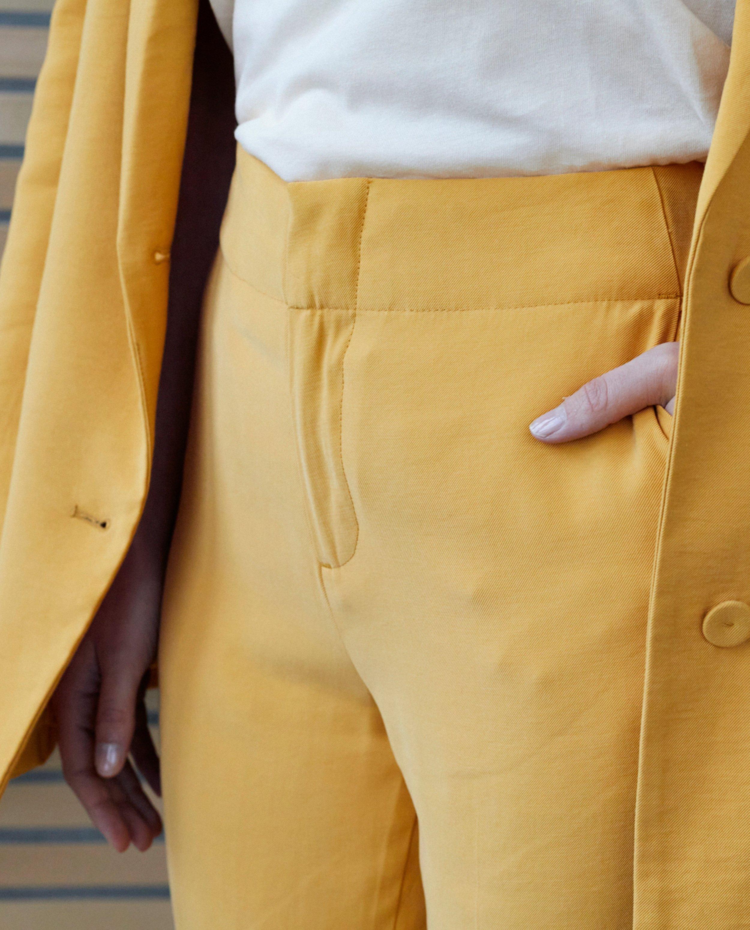 Pantalons - Pantalon jaune, coupe à jambes larges